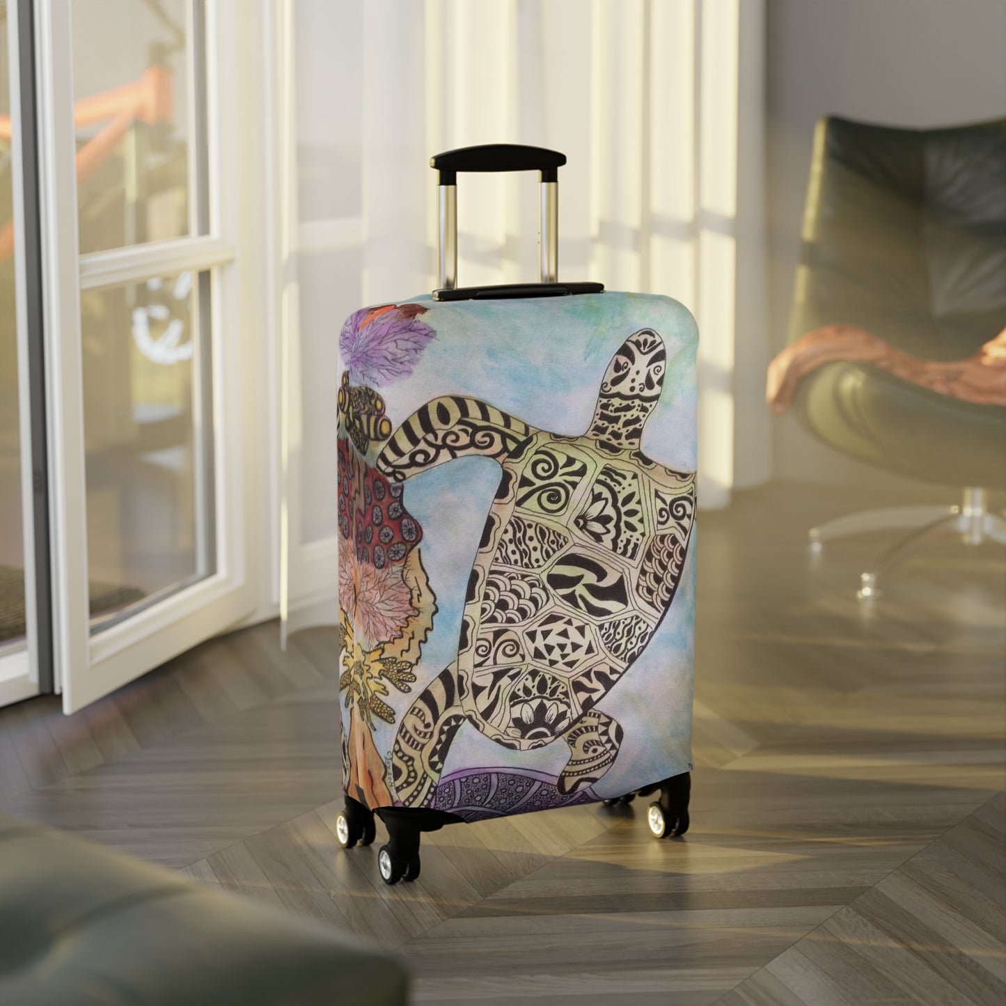 Zentangle Turtle Luggage Cover
