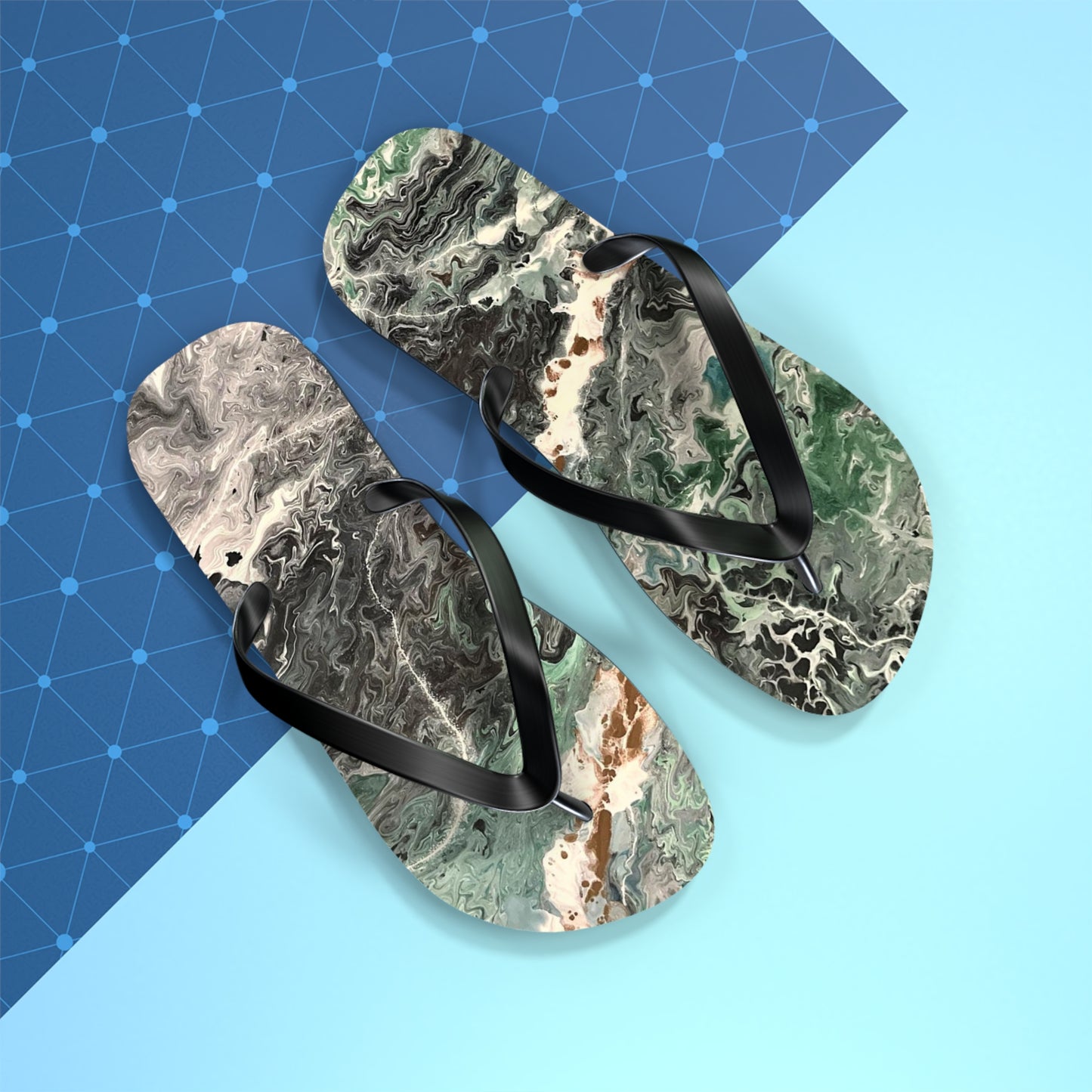 Emerald Swirl Flip Flops