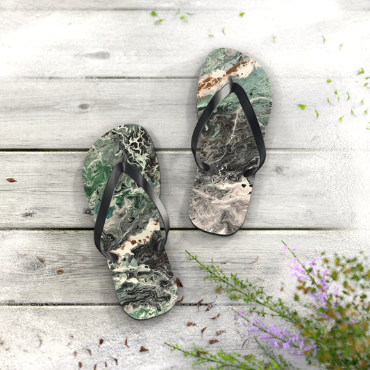 Emerald Swirl Flip Flops