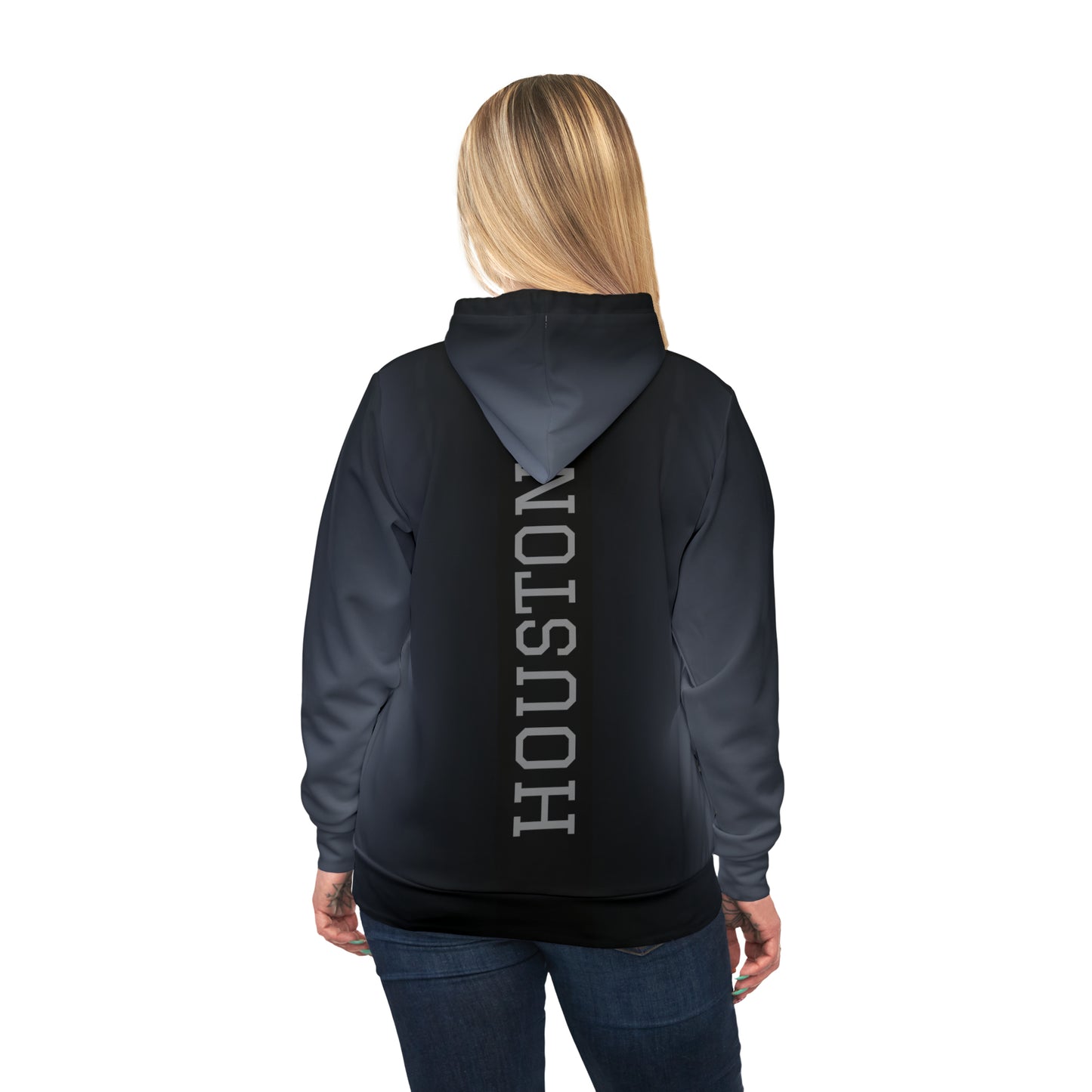 Black White Houston Views Unisex Athletic Hoodie Sweatshirt | Houston Texas