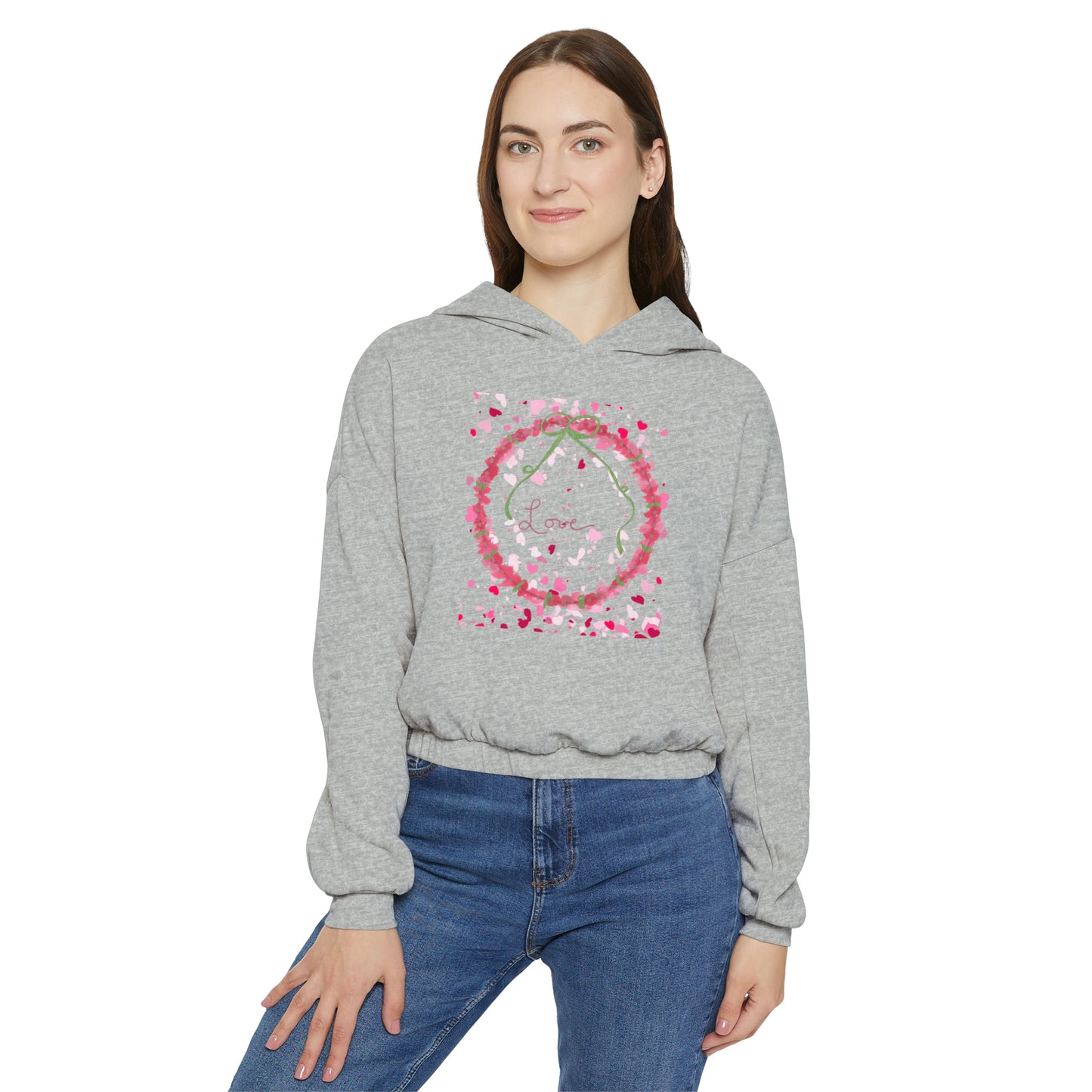 Love Wreath - Women's Cinched Bottom Hoodie