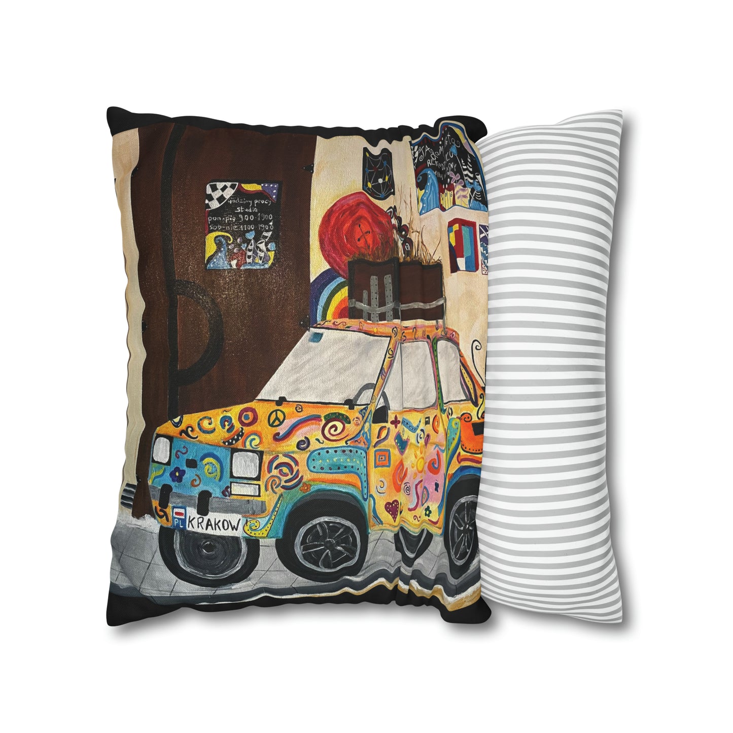 Krakow Poland Pillow Cover (Black)