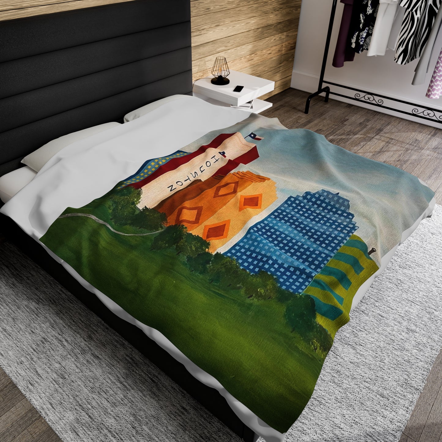 Houston Views Velveteen Plush Blanket | Houston Texas