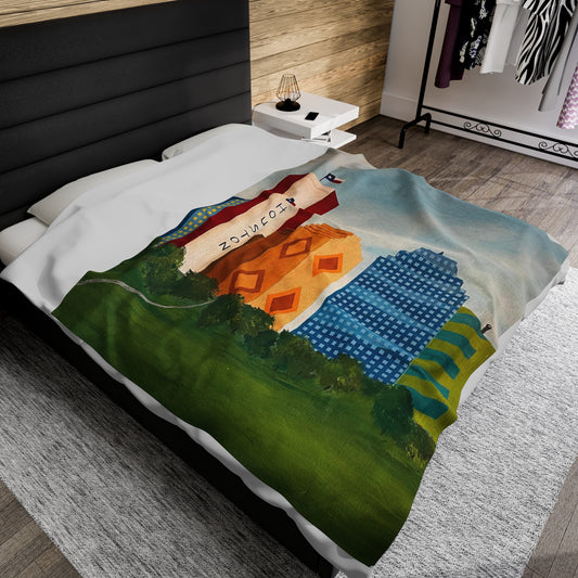 Houston Views Velveteen Plush Blanket | Houston Texas