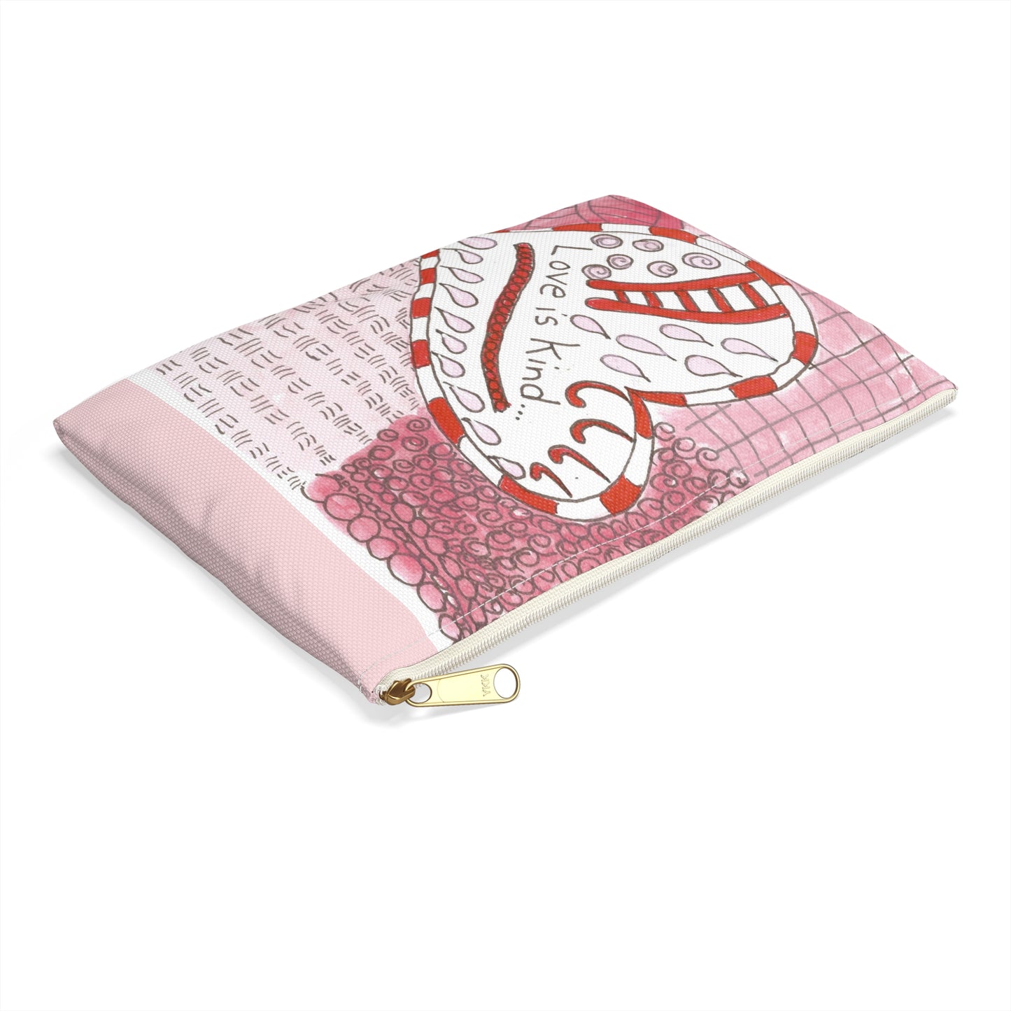Love Is Kind Accessory Pouch | Cosmetic Bag  or Pencil Case - Pink