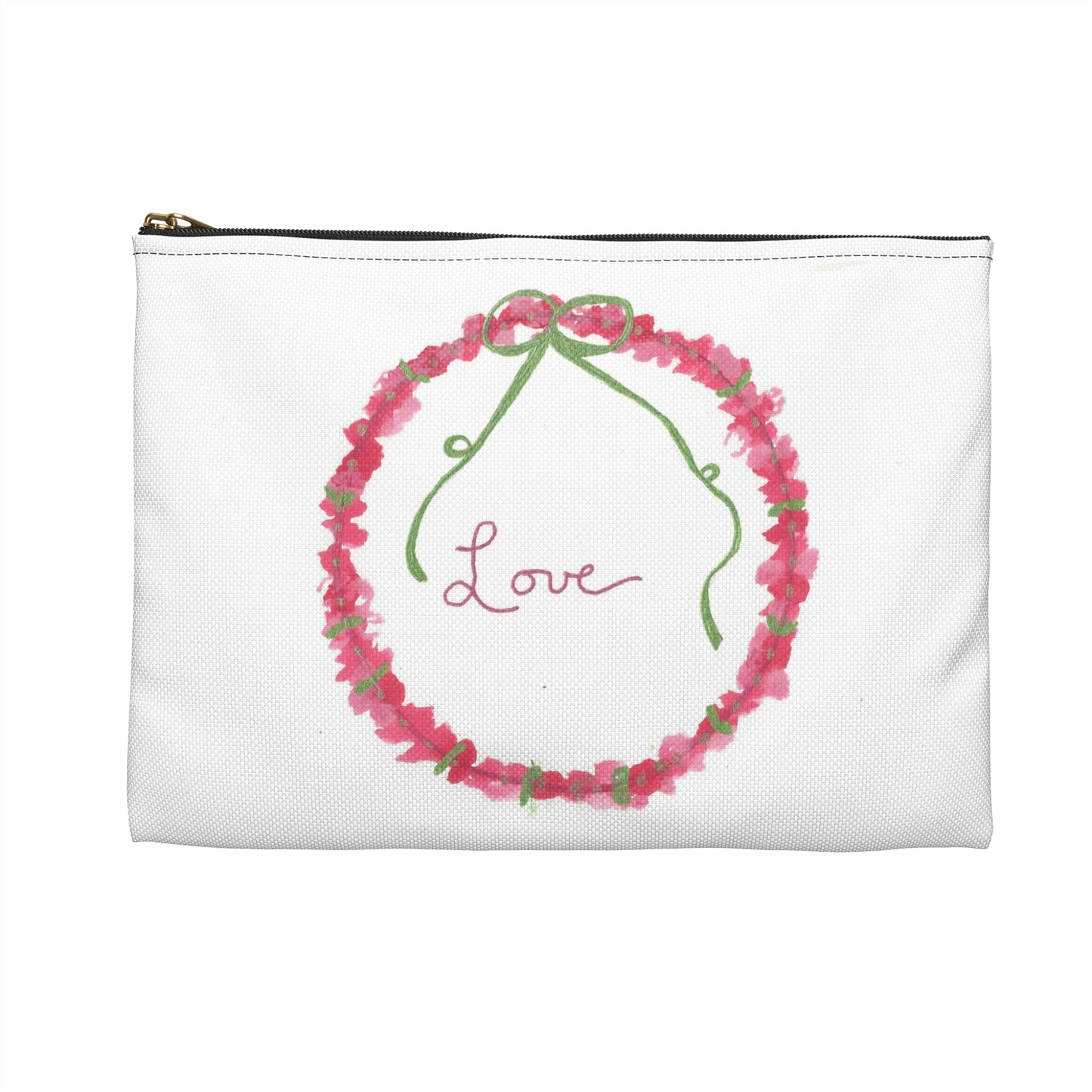 Love Wreath Accessory Pouch, Cosmetic bag, pencil case