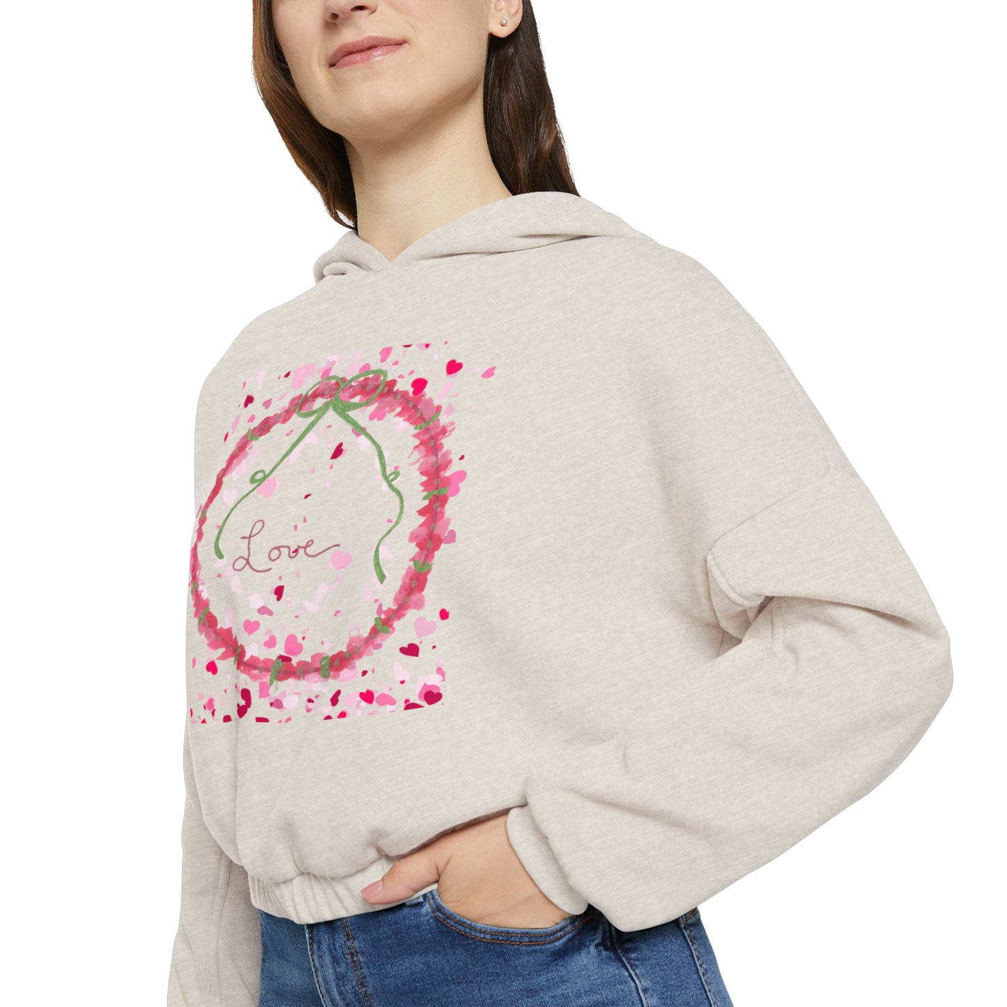 Love Wreath - Women's Cinched Bottom Hoodie