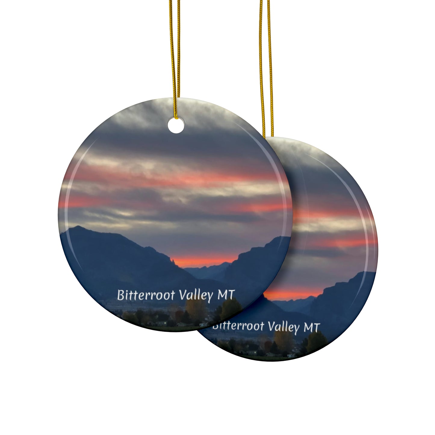 Sunset in Bitterroot Valley Montana Ceramic Ornaments (3pcs, 5pcs, 10pcs)