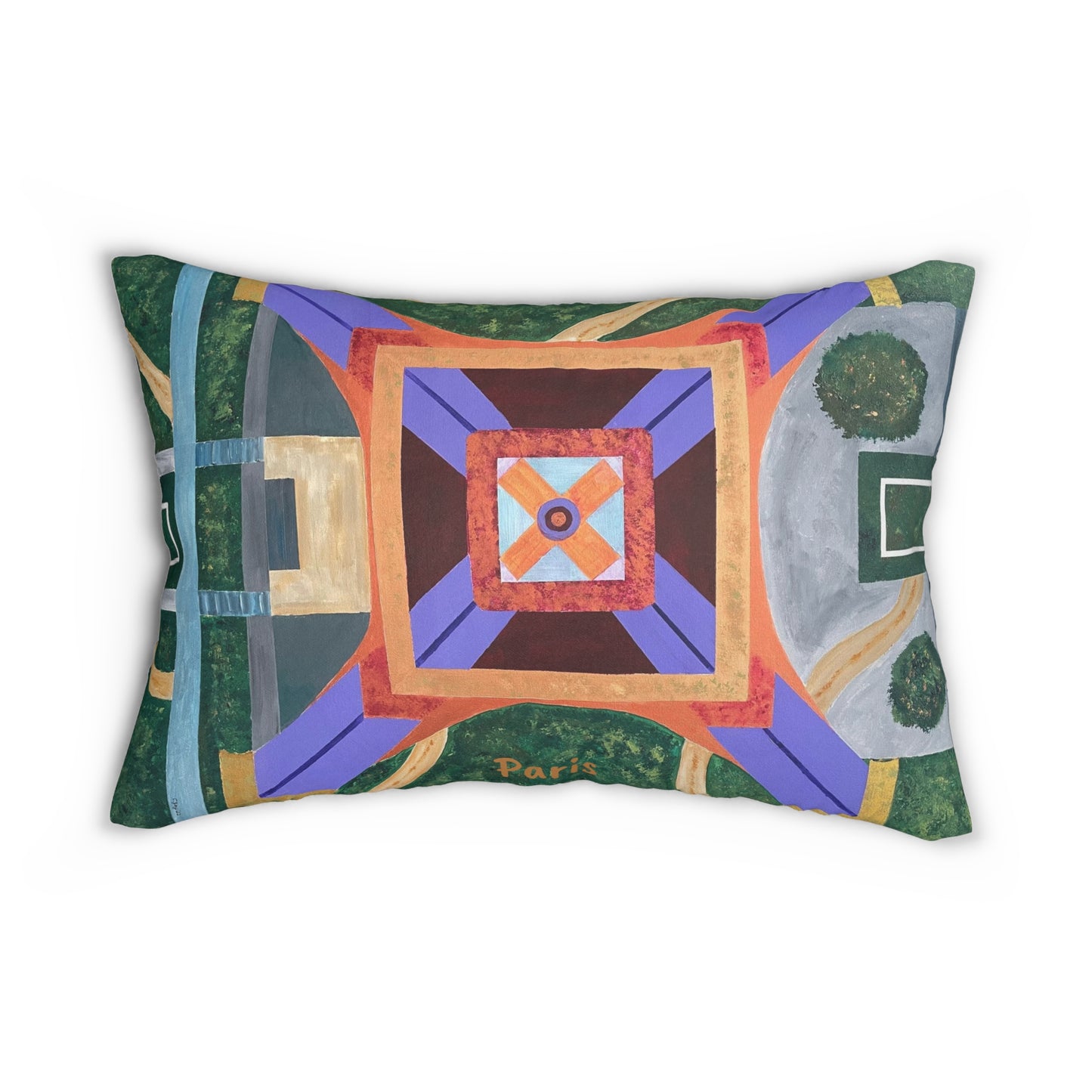 Paris Abstract Eiffel Tower Lumbar Pillow