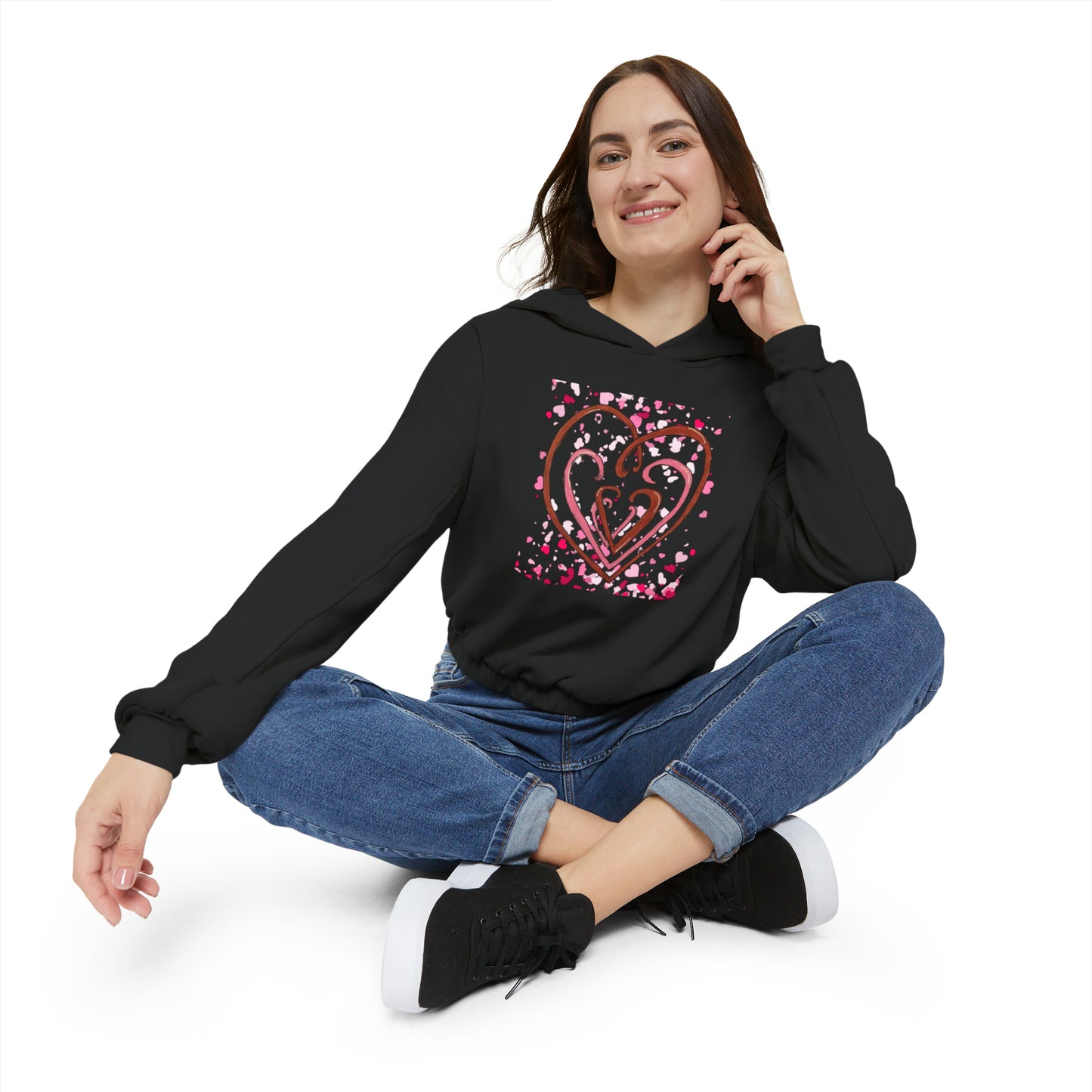 Hearts Intertwined - Women's Cinched Bottom Hoodie