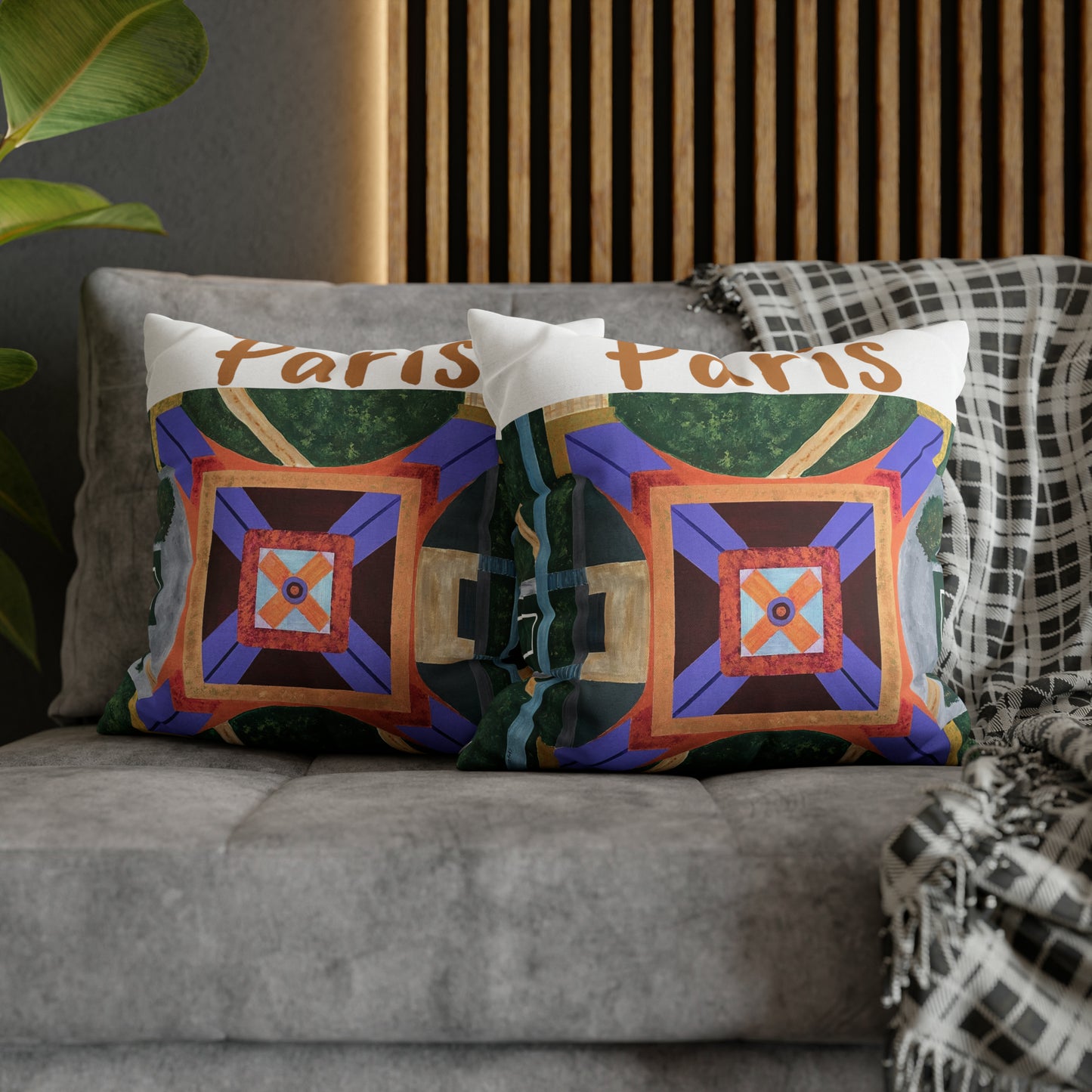 Paris Abstract Eiffel Tower Throw Pillow Cover (White)
