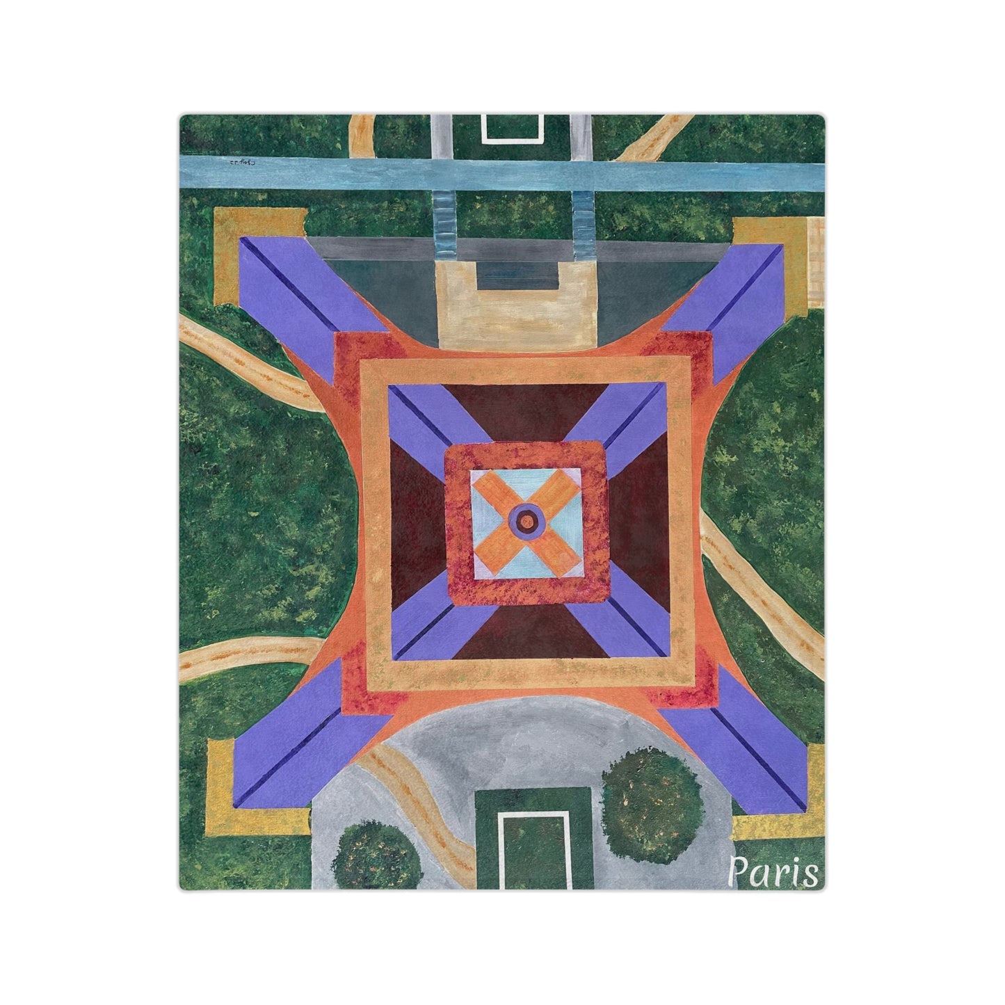 Paris Abstract Eiffel Tower Velveteen Minky Blanket