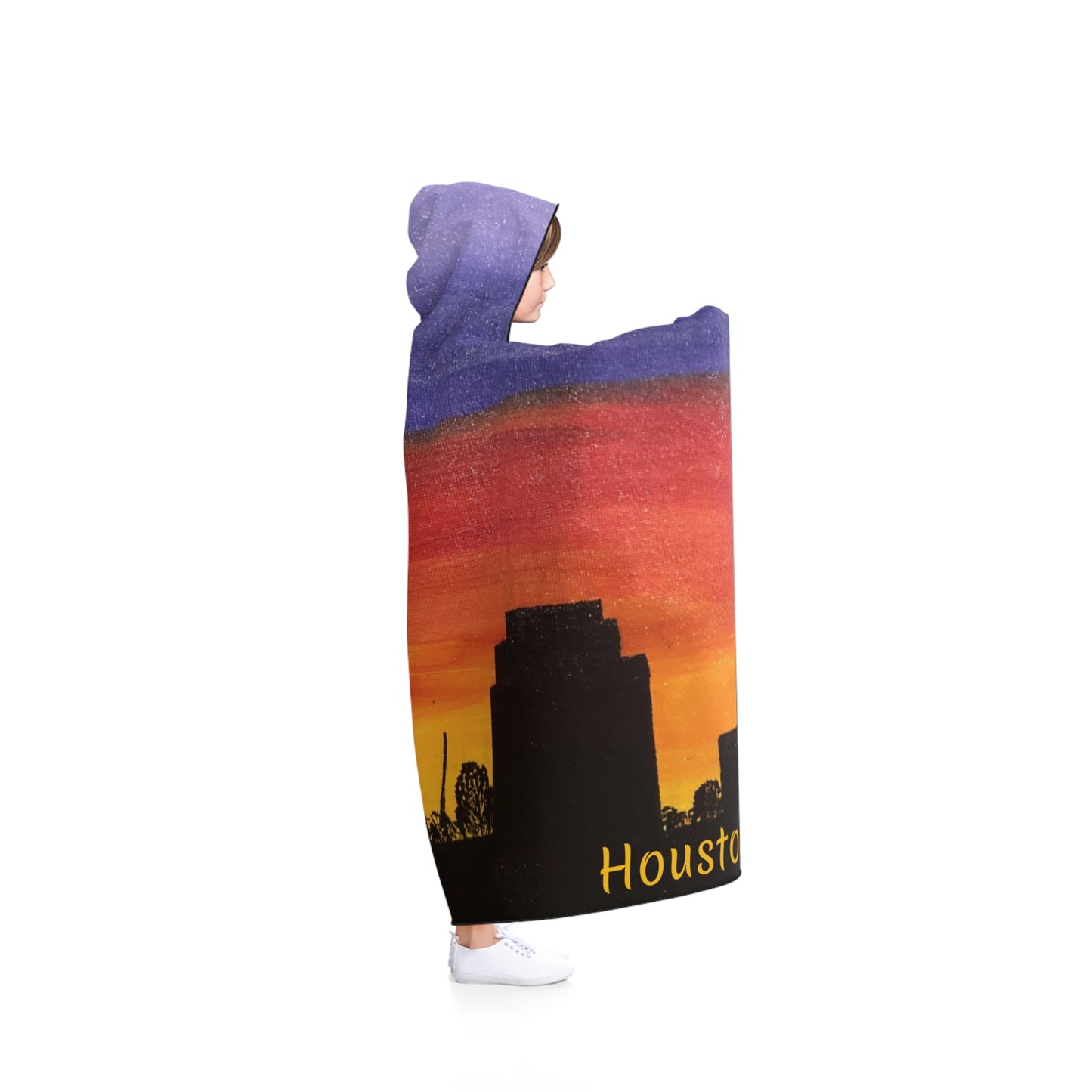 Sunset over Houston Skyline Youth Hooded Blanket | Houston Texas