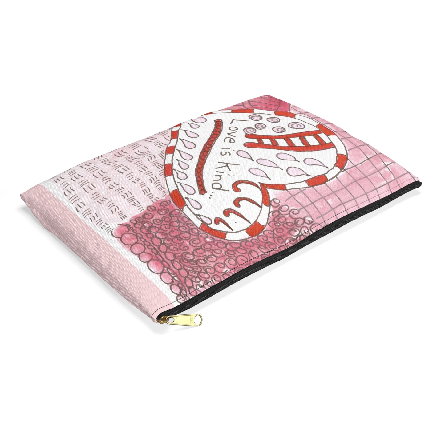 Love Is Kind Accessory Pouch | Cosmetic Bag  or Pencil Case - Pink