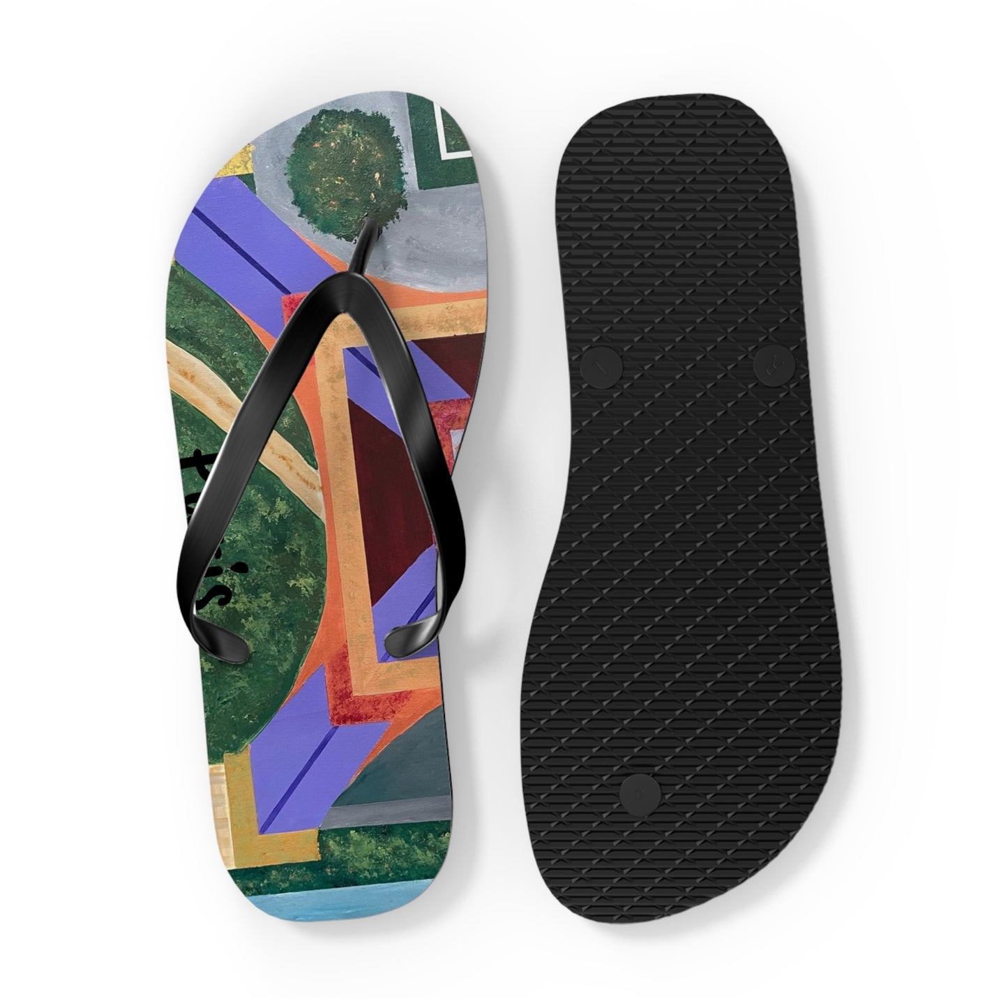 Paris Abstract Eiffel Tower Flip Flops