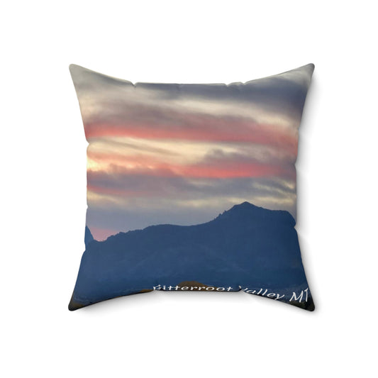 Sunset in Bitterroot Valley Montana Throw Pillow