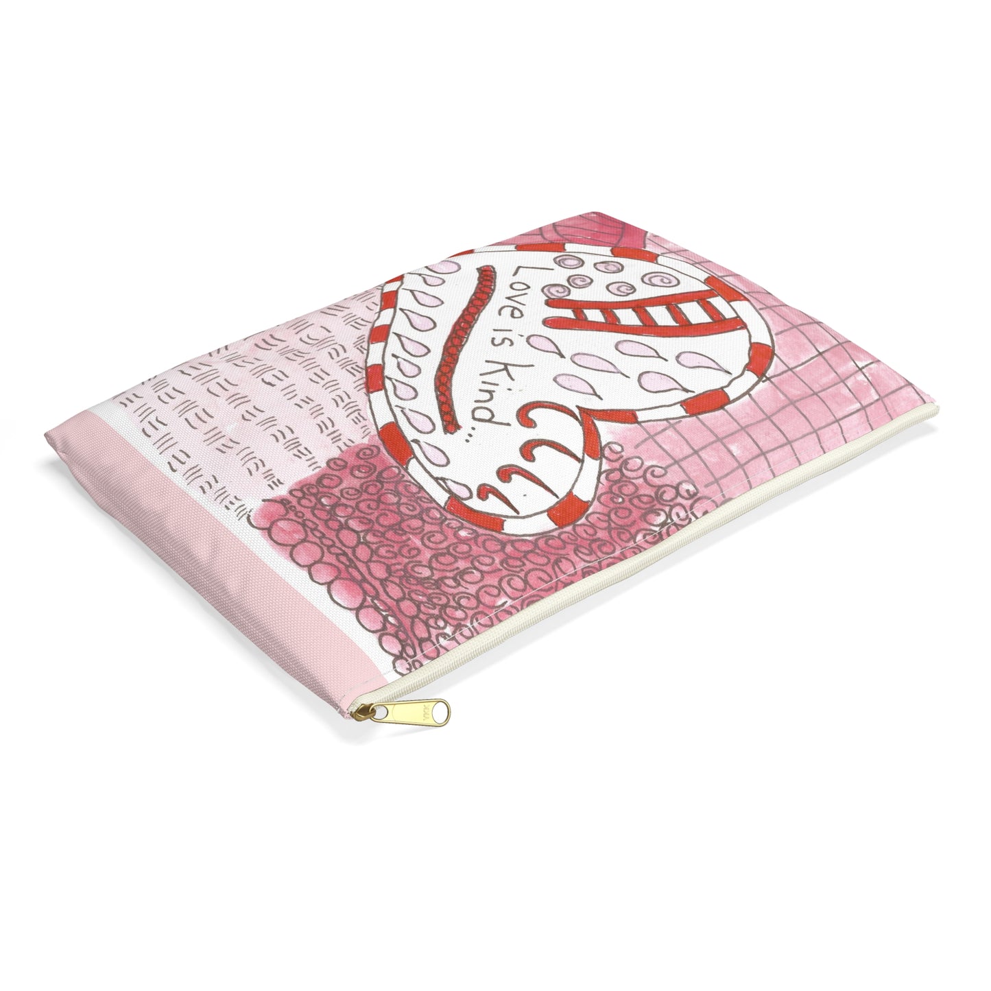Love Is Kind Accessory Pouch | Cosmetic Bag  or Pencil Case - Pink