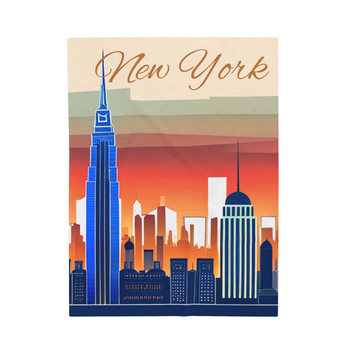 New York City Skyline Velveteen Plush Blanket