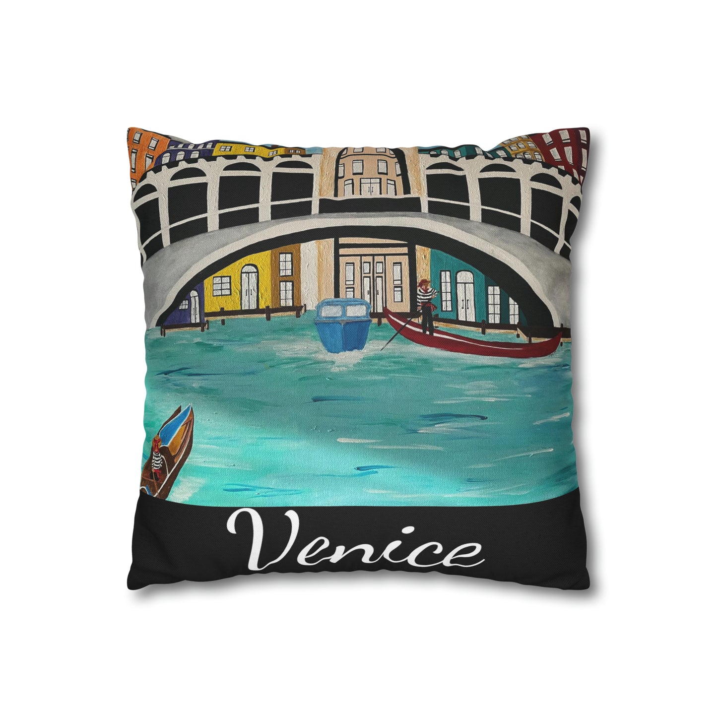 Venice Italy Pillow Cover (Black)