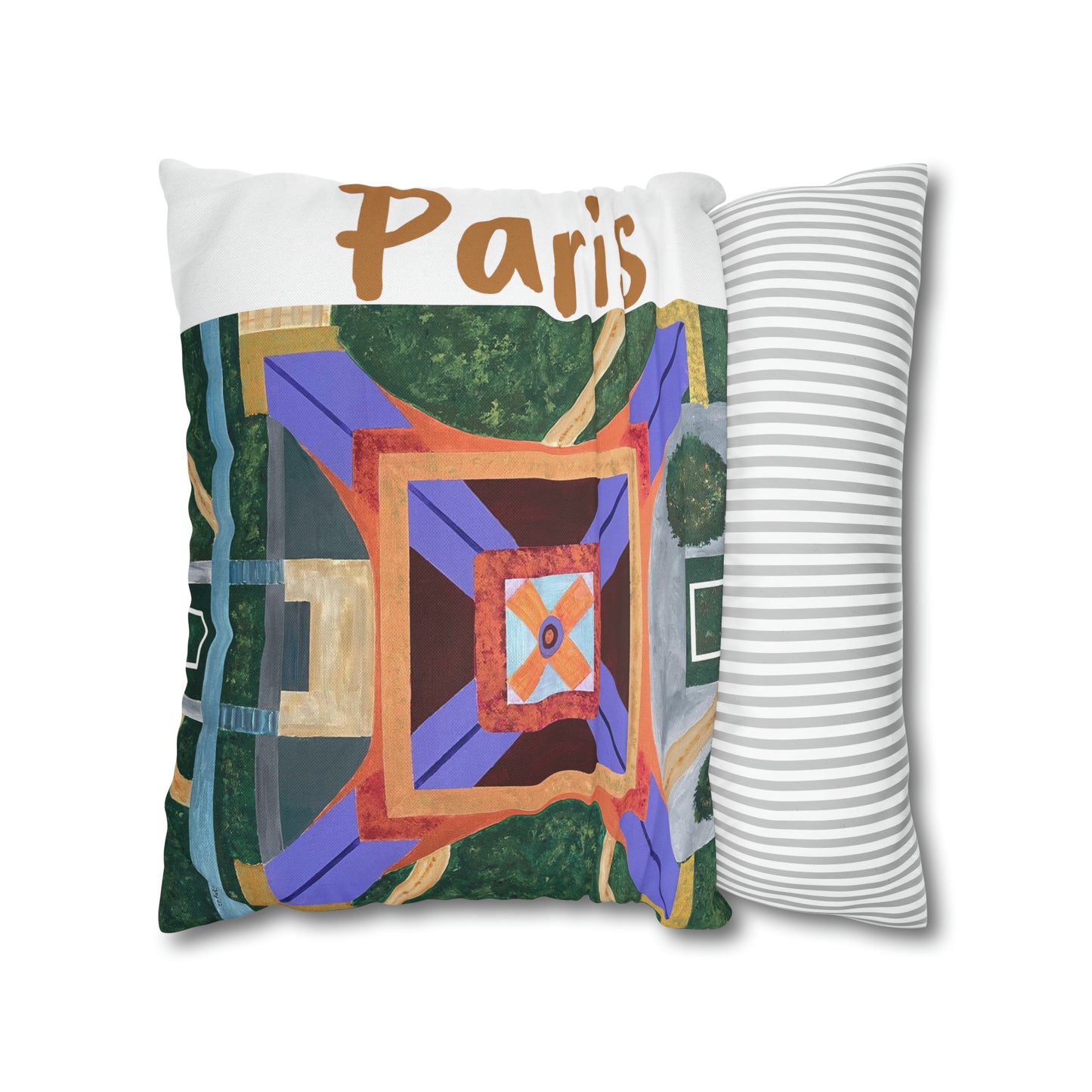 Paris Abstract Eiffel Tower Throw Pillow Cover (White)