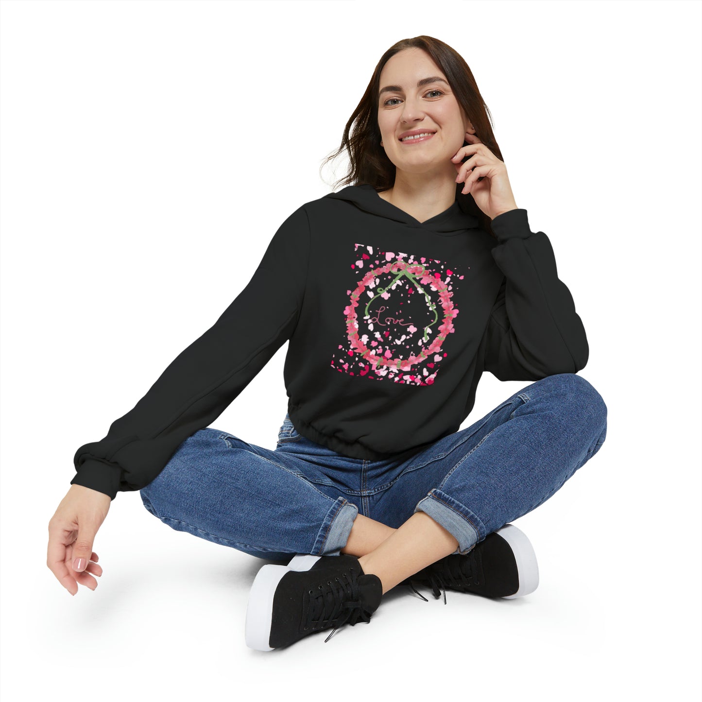Love Wreath - Women's Cinched Bottom Hoodie