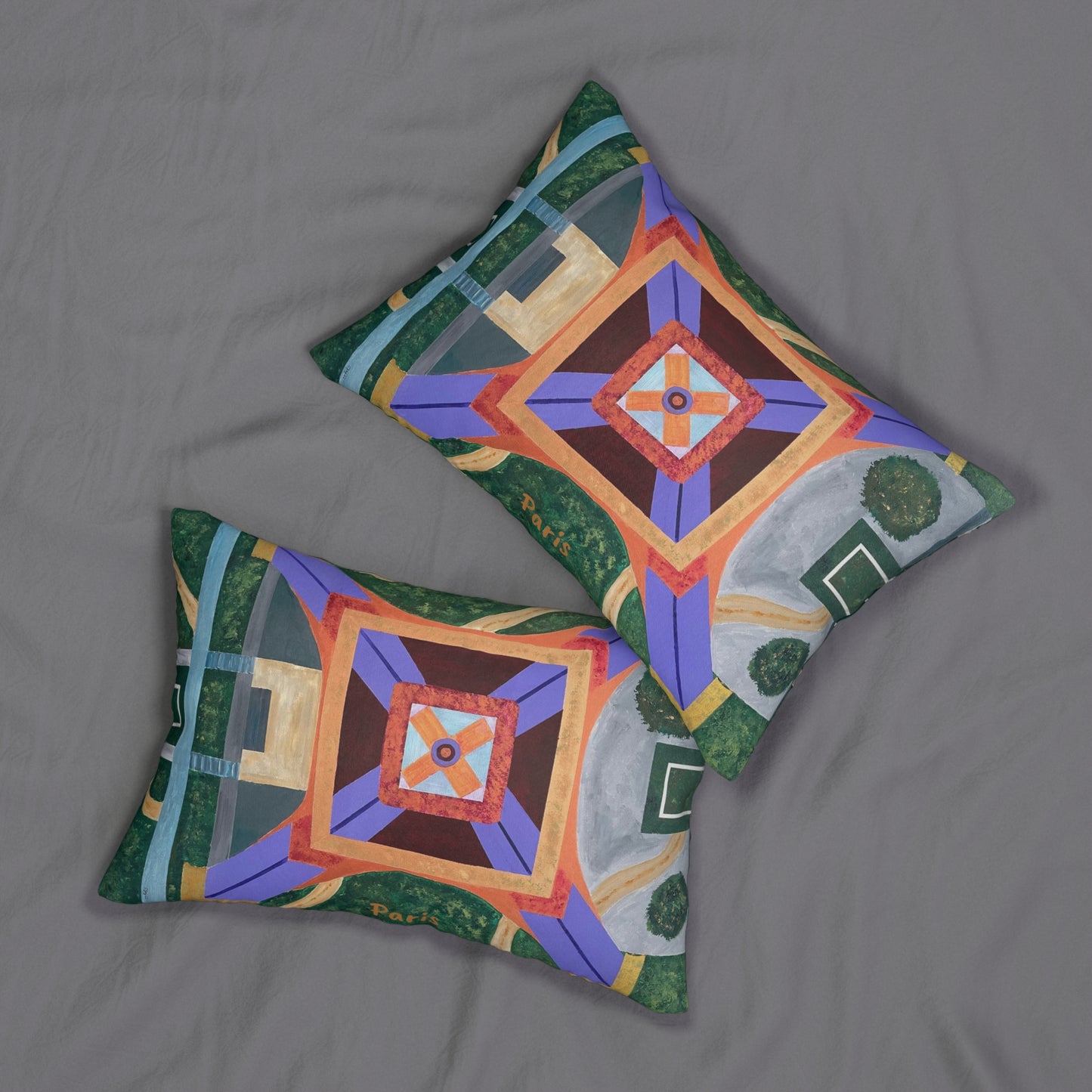 Paris Abstract Eiffel Tower Lumbar Pillow