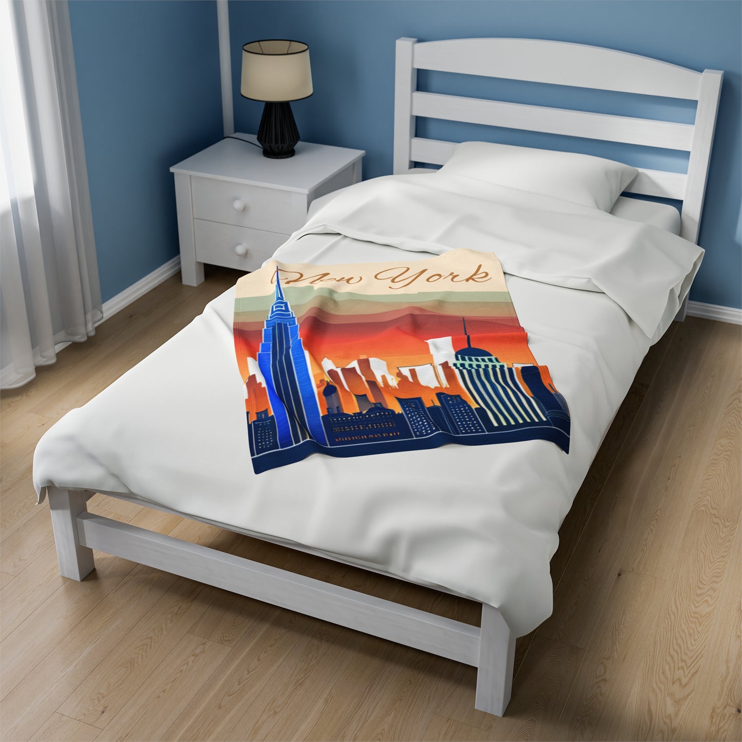 New York City Skyline Velveteen Plush Blanket