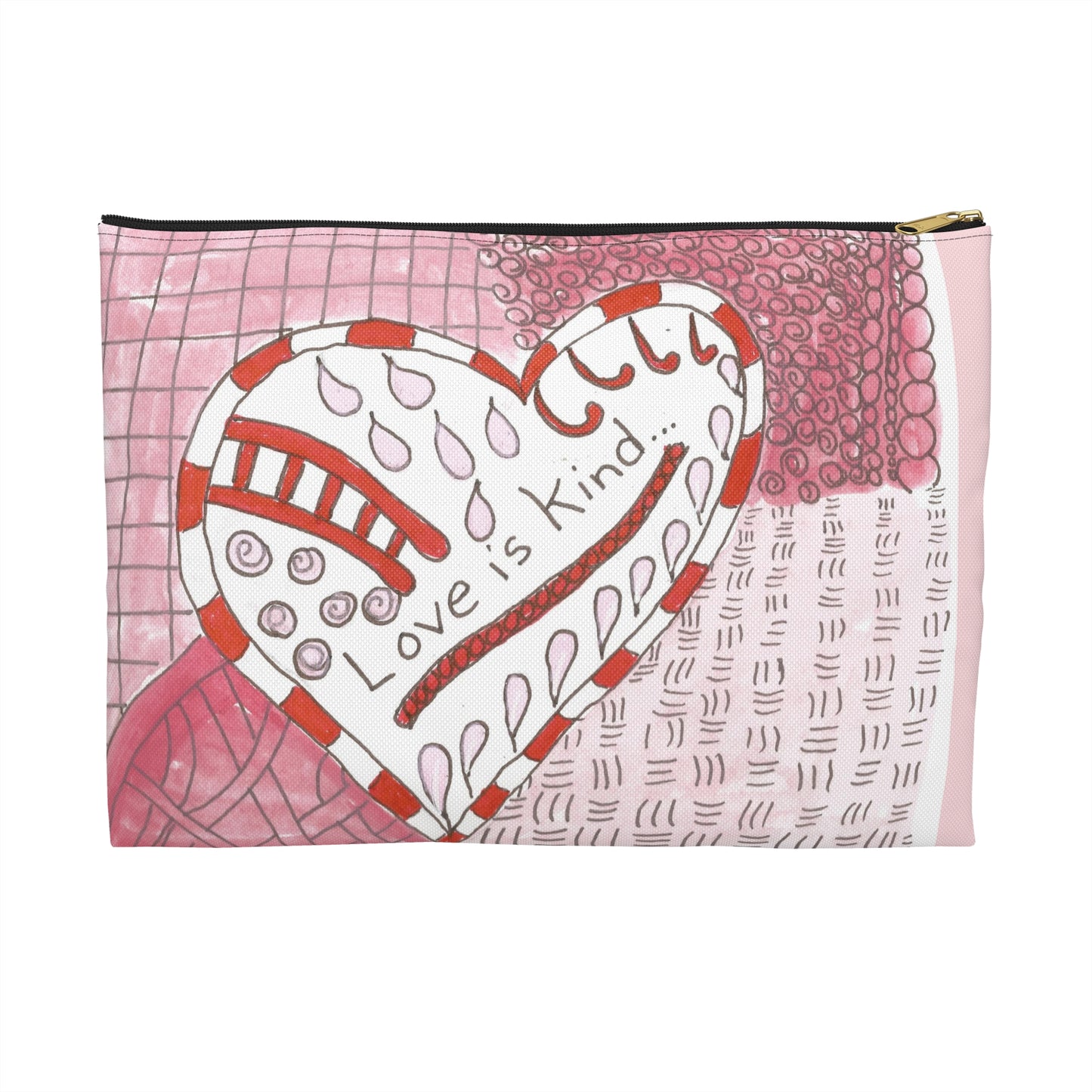 Love Is Kind Accessory Pouch | Cosmetic Bag  or Pencil Case - Pink