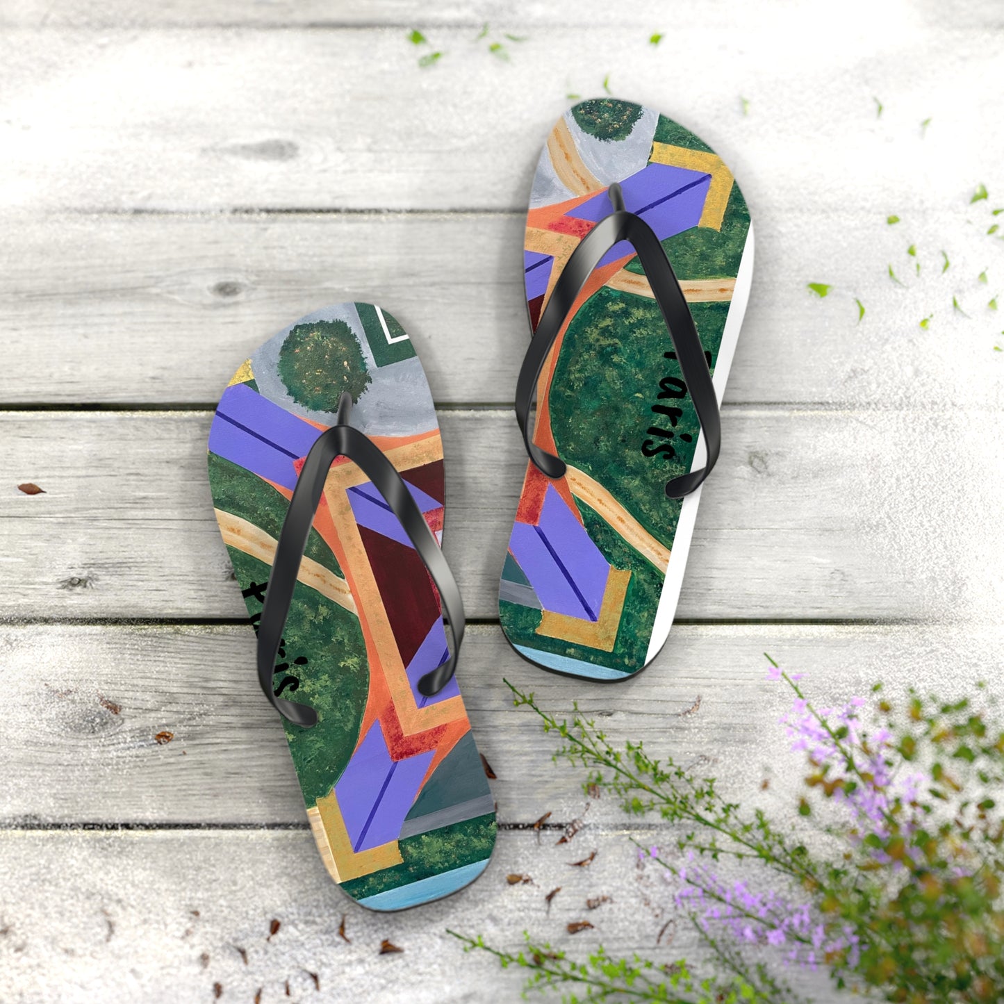 Paris Abstract Eiffel Tower Flip Flops