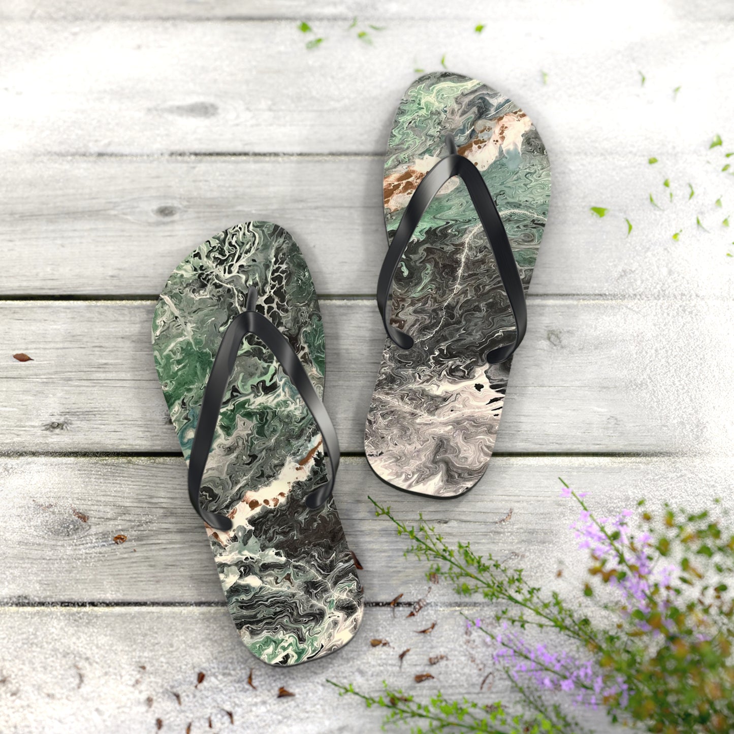 Emerald Swirl Flip Flops