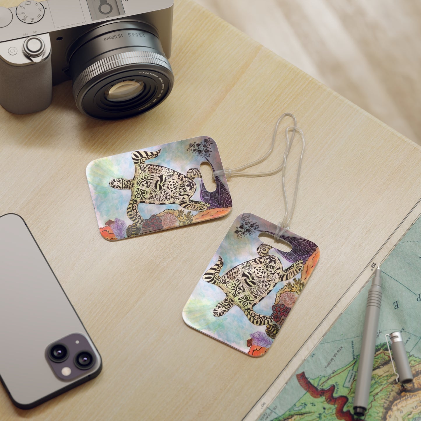 Zentangle Turtle Luggage Tag