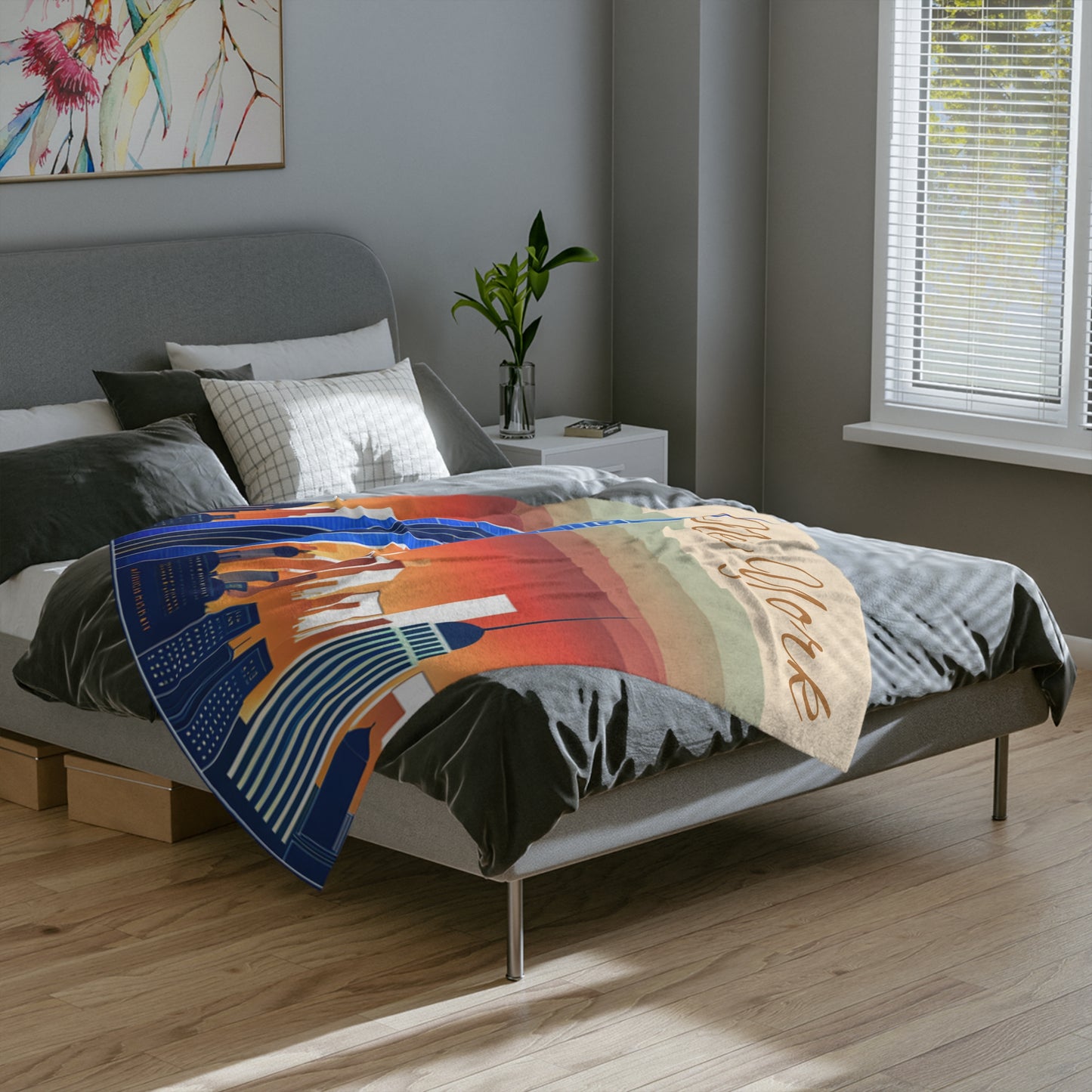 New York City Skyline Velveteen Minky Blanket