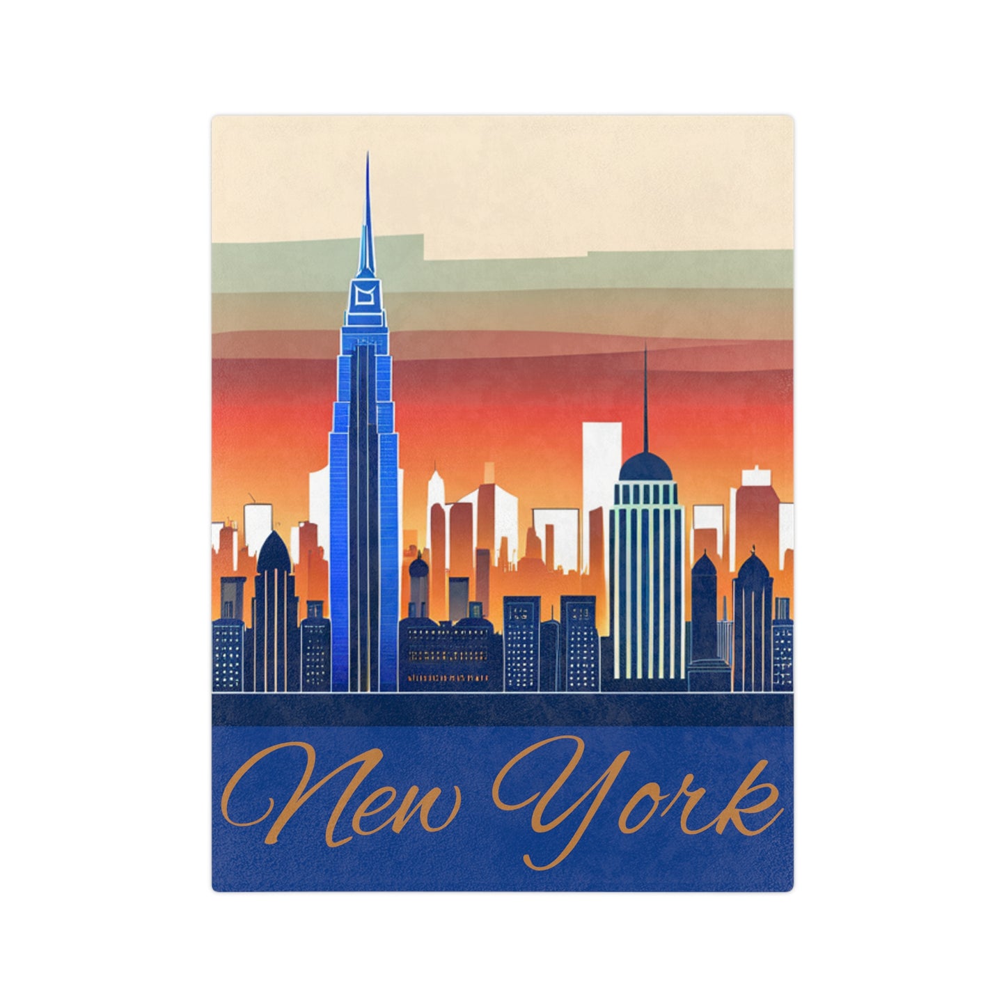 New York City Skyline Velveteen Minky Blanket