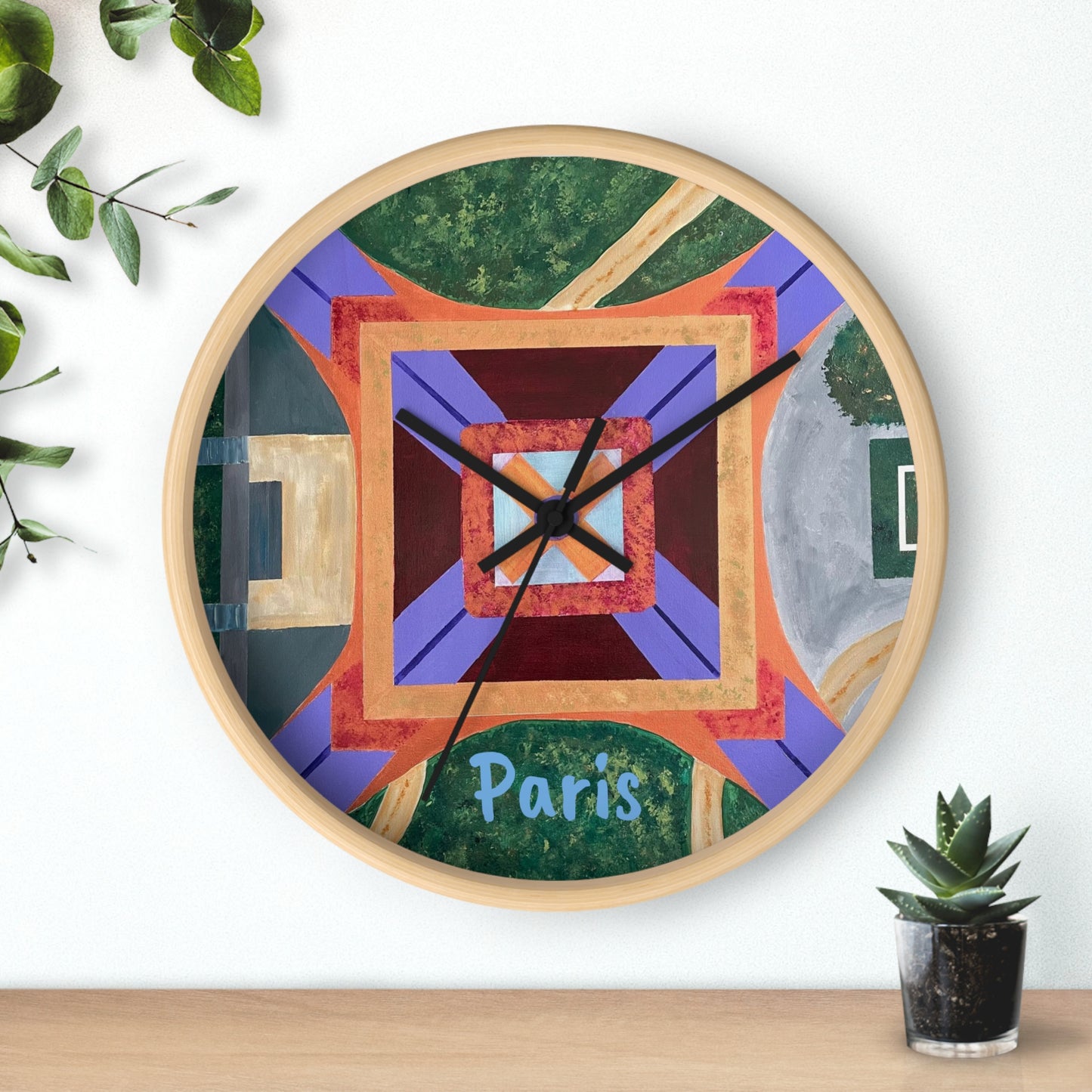 Paris Abstract Eiffel Tower Wall Clock