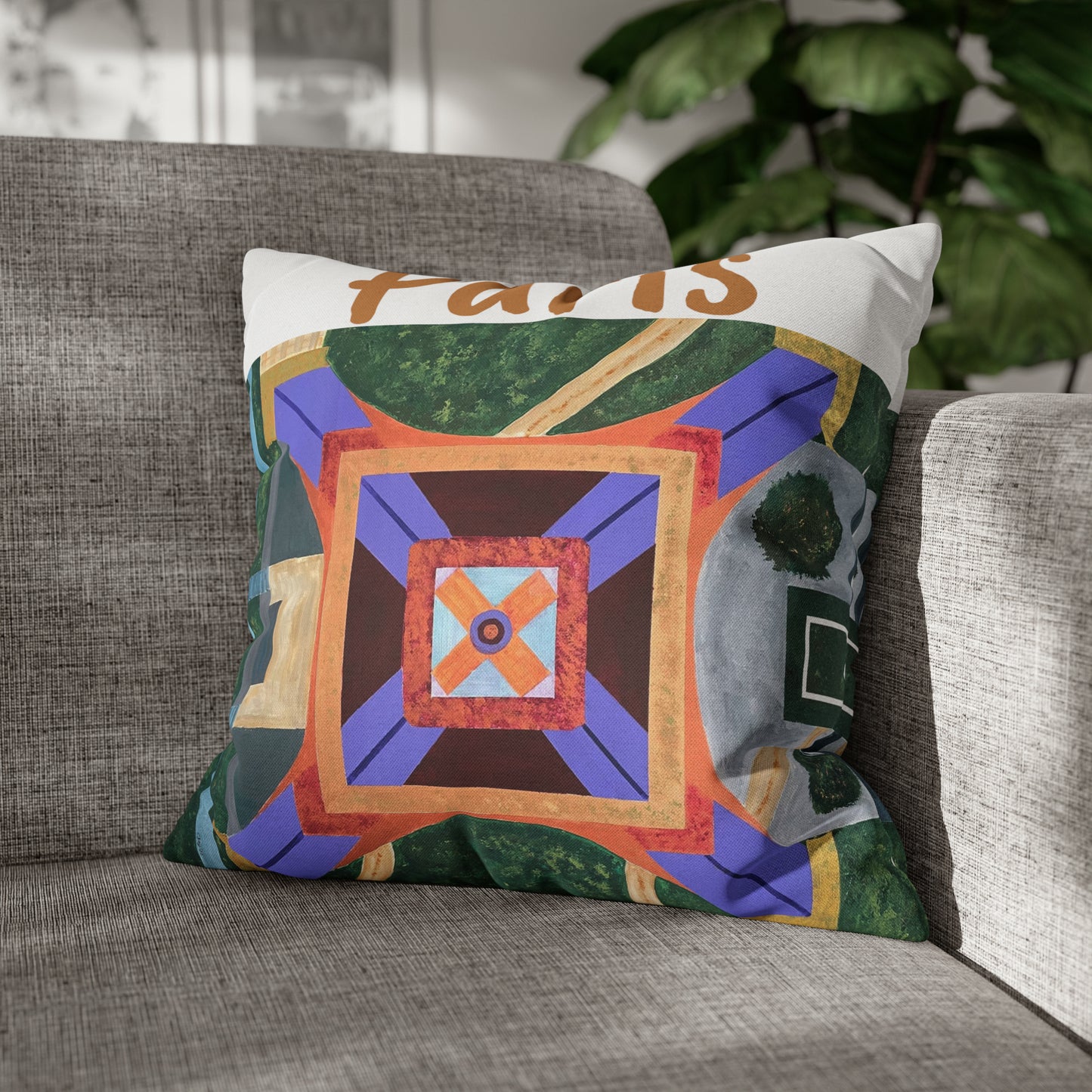 Paris Abstract Eiffel Tower Throw Pillow Cover (White)