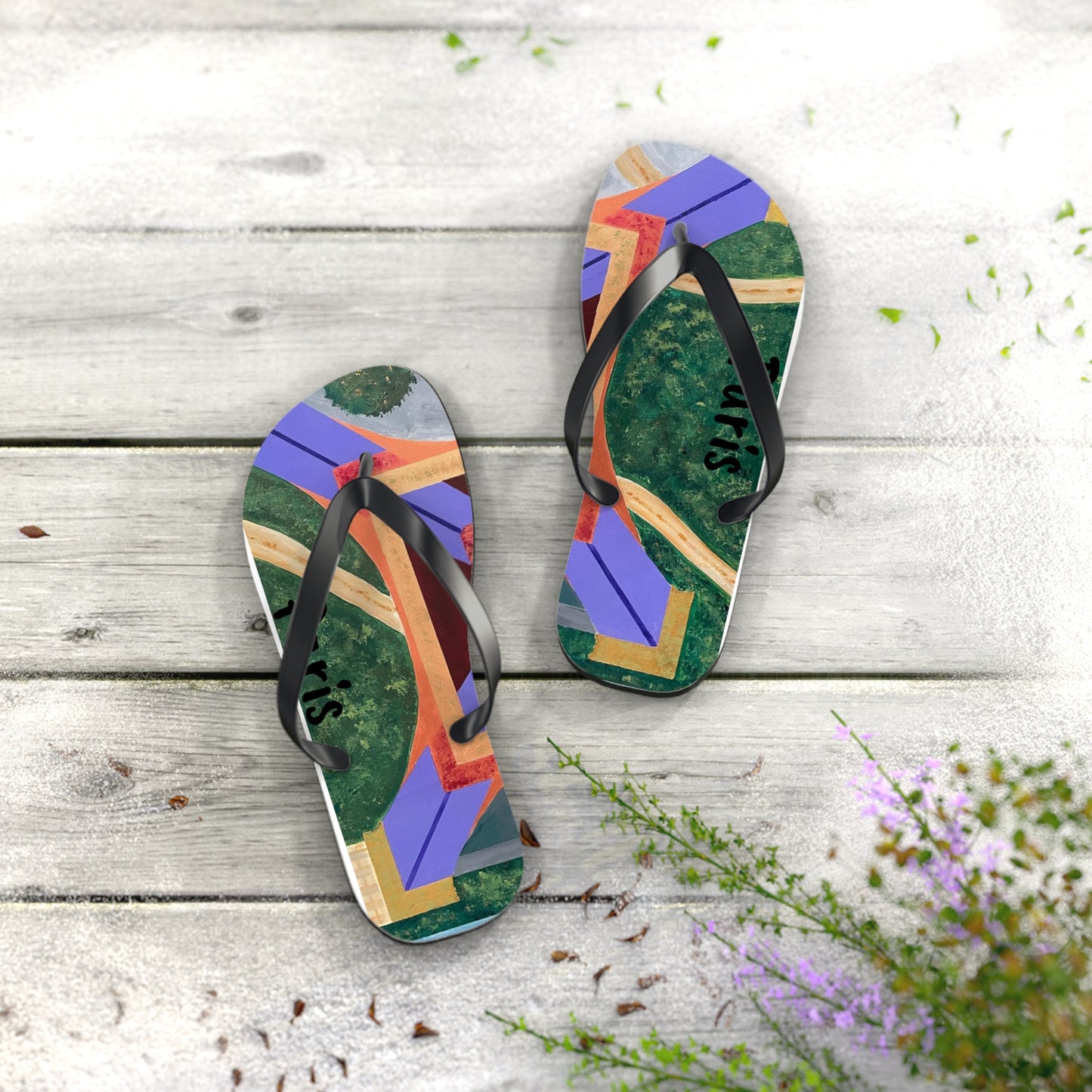 Paris Abstract Eiffel Tower Flip Flops