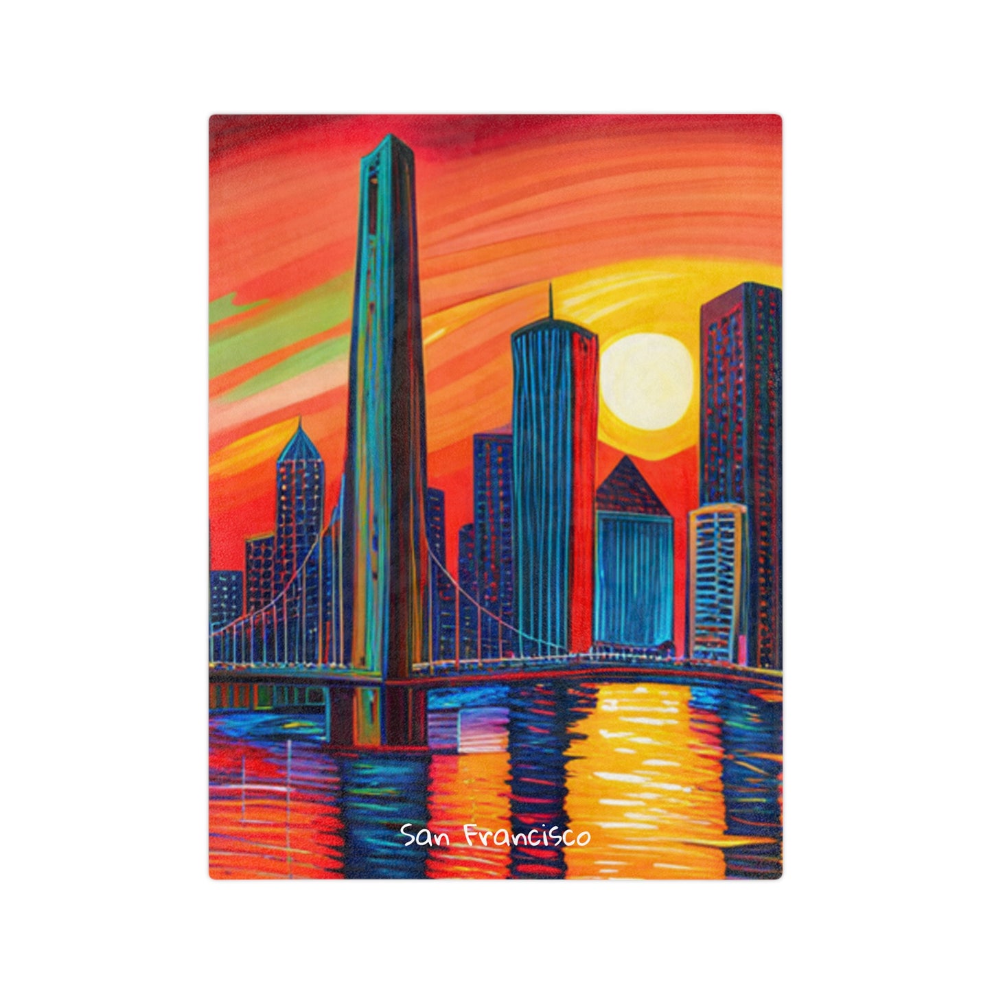 San Francisco Skyline Velveteen Minky Blanket