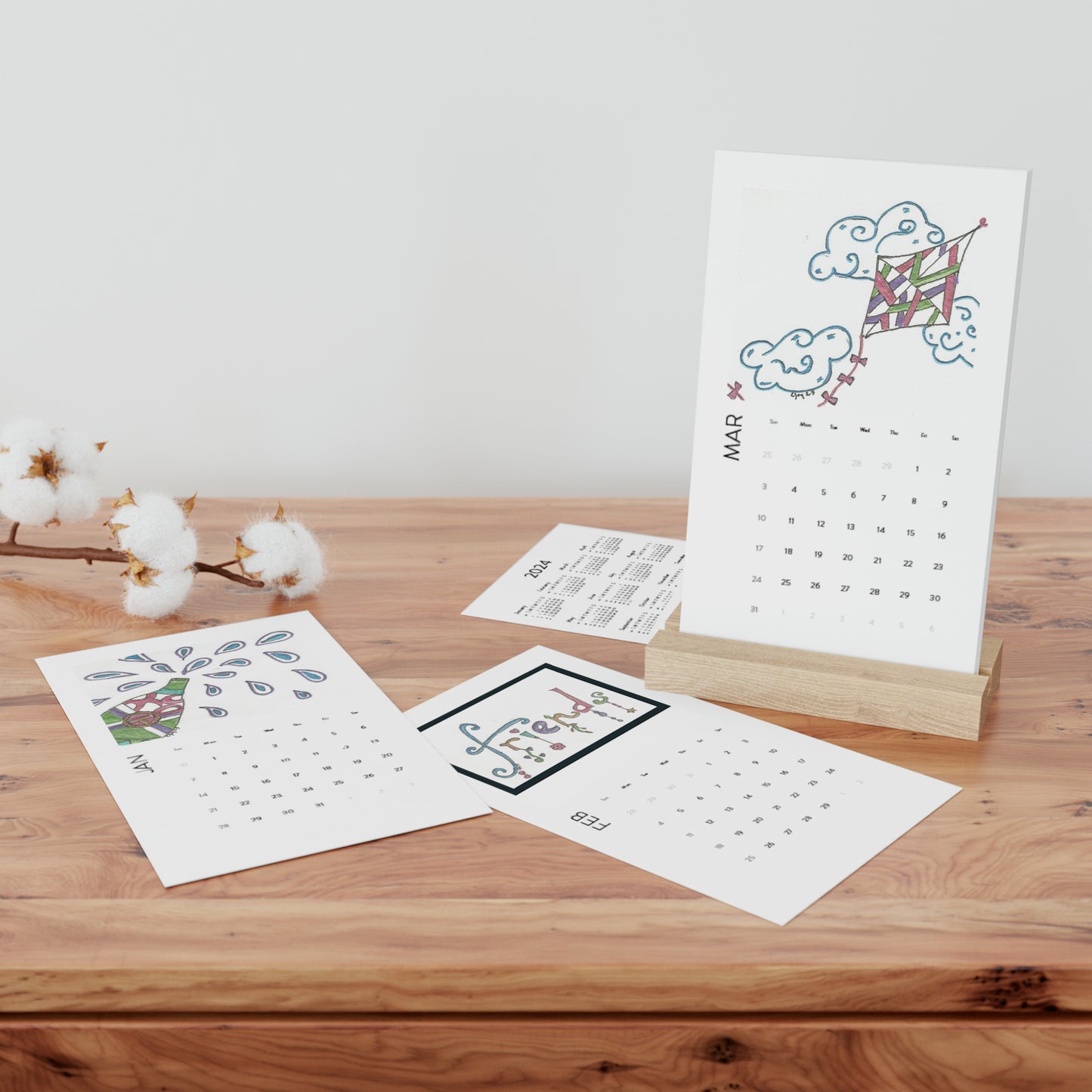 Vertical Desk Calendar (2024)