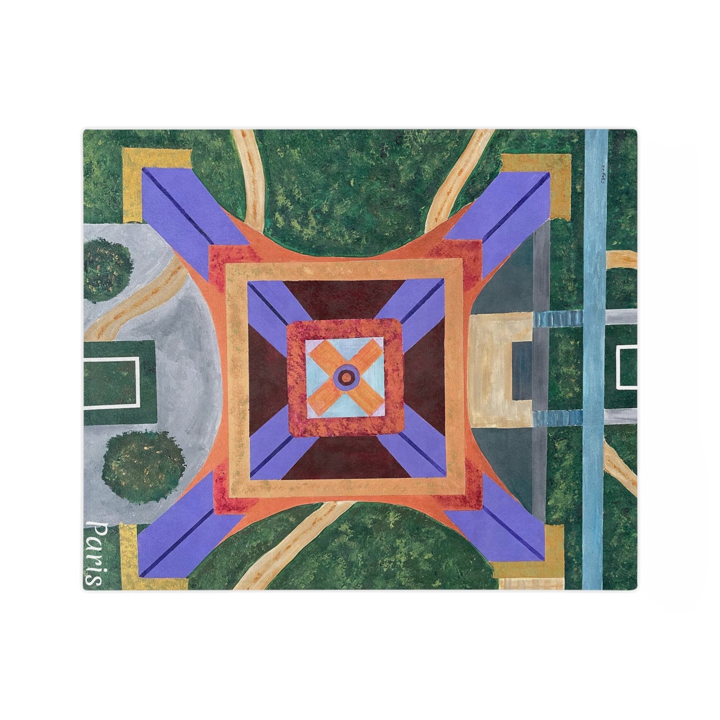 Paris Abstract Eiffel Tower Velveteen Minky Blanket