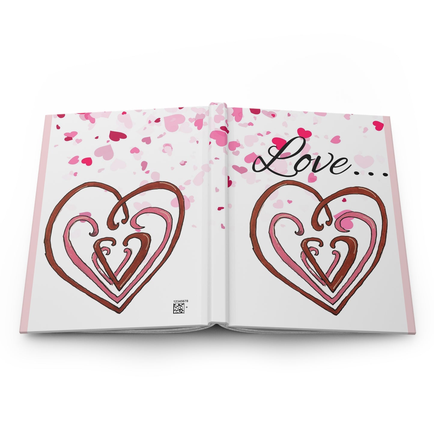 Hearts Intertwined with a Cascade of Floating Hearts Hardcover Journal Matte