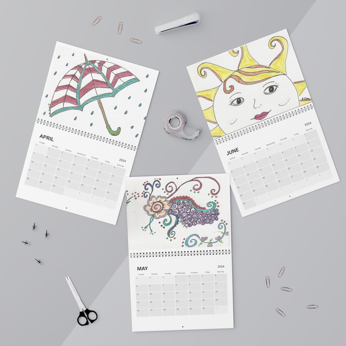 Colored Ink Calendar (2024)