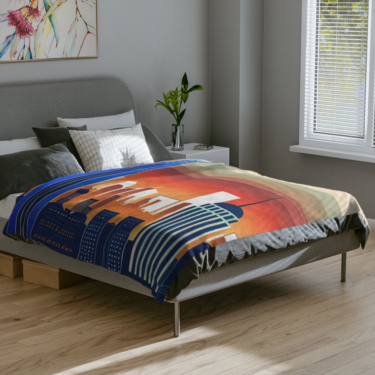 New York City Skyline Velveteen Minky Blanket