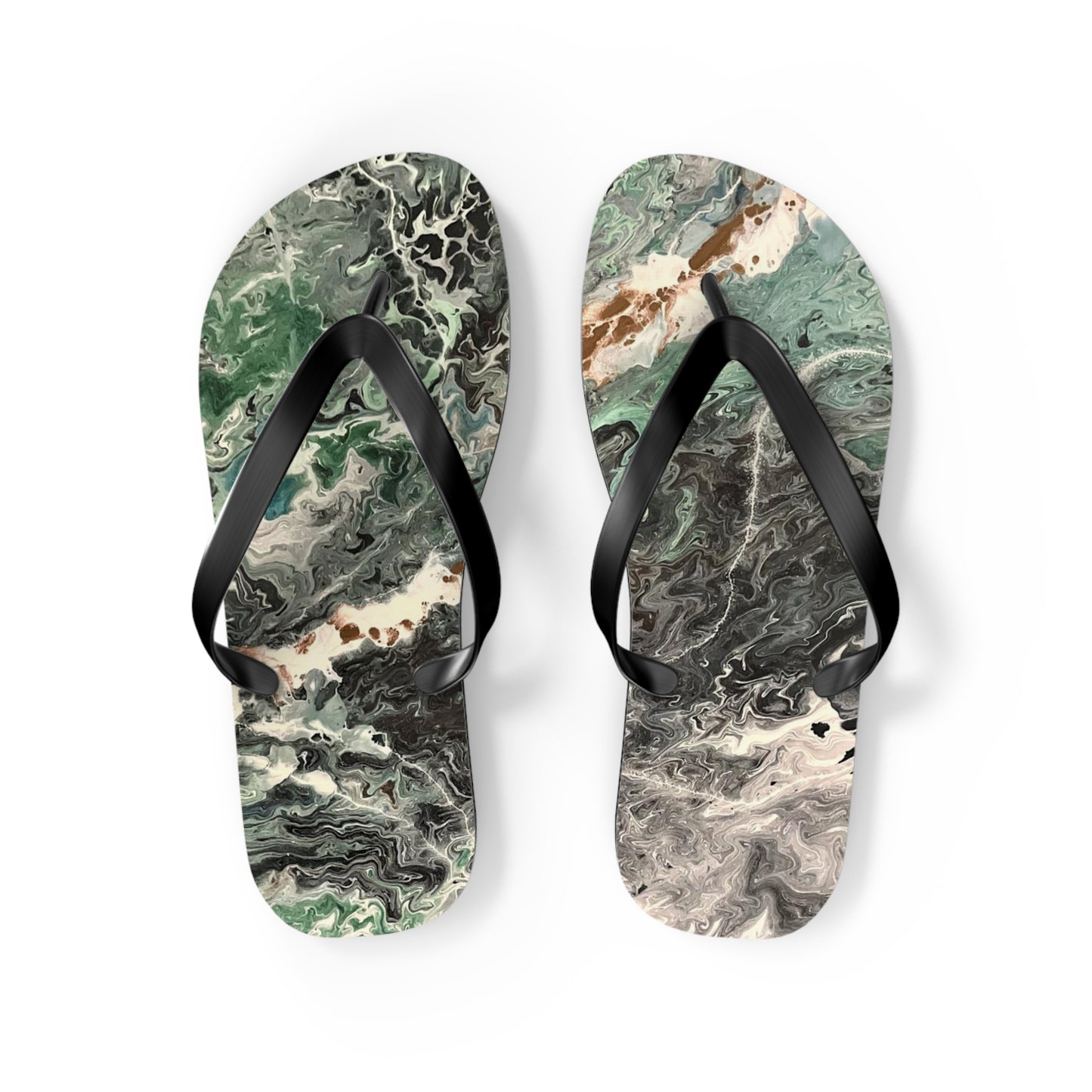 Emerald Swirl Flip Flops