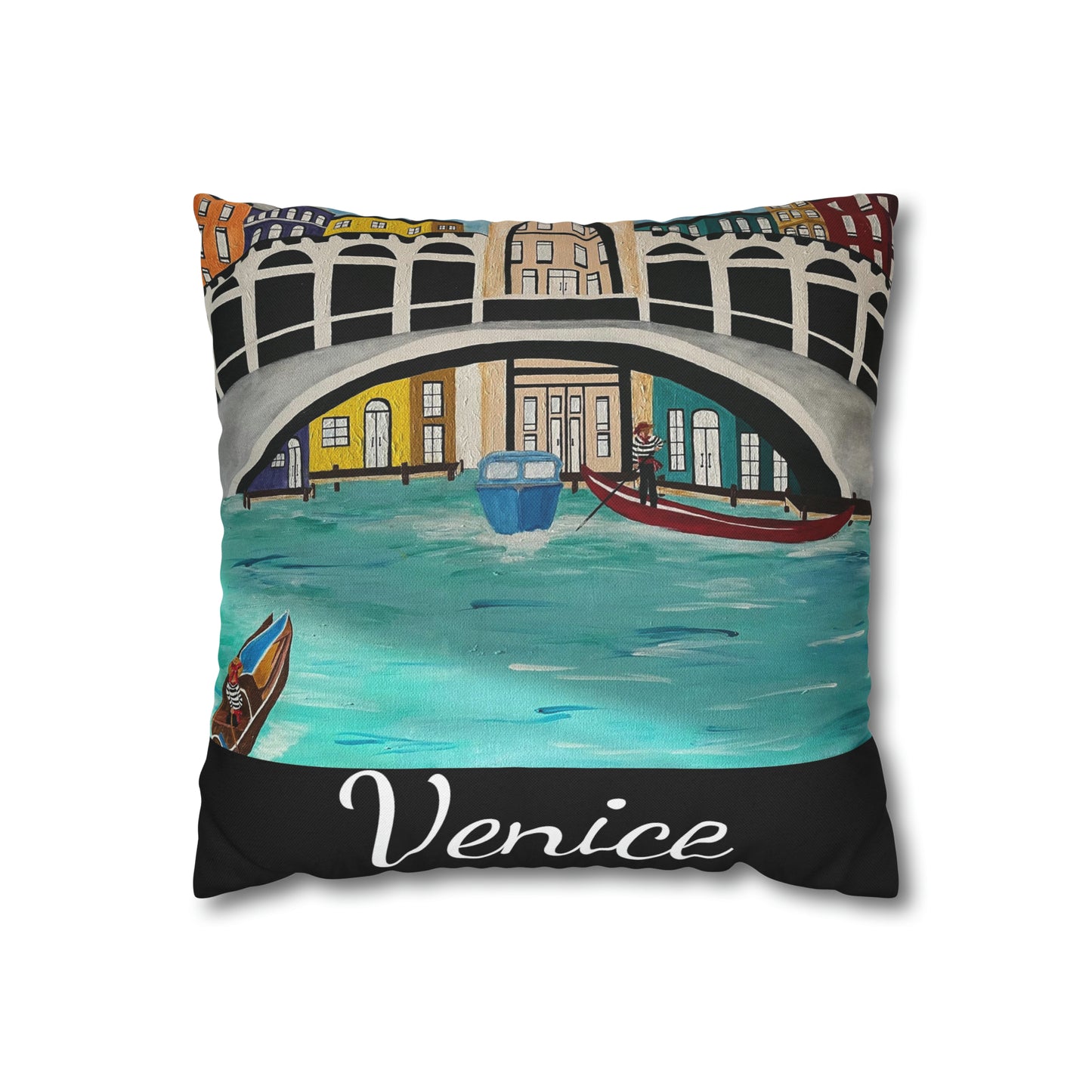 Venice Italy Pillow Cover (Black)