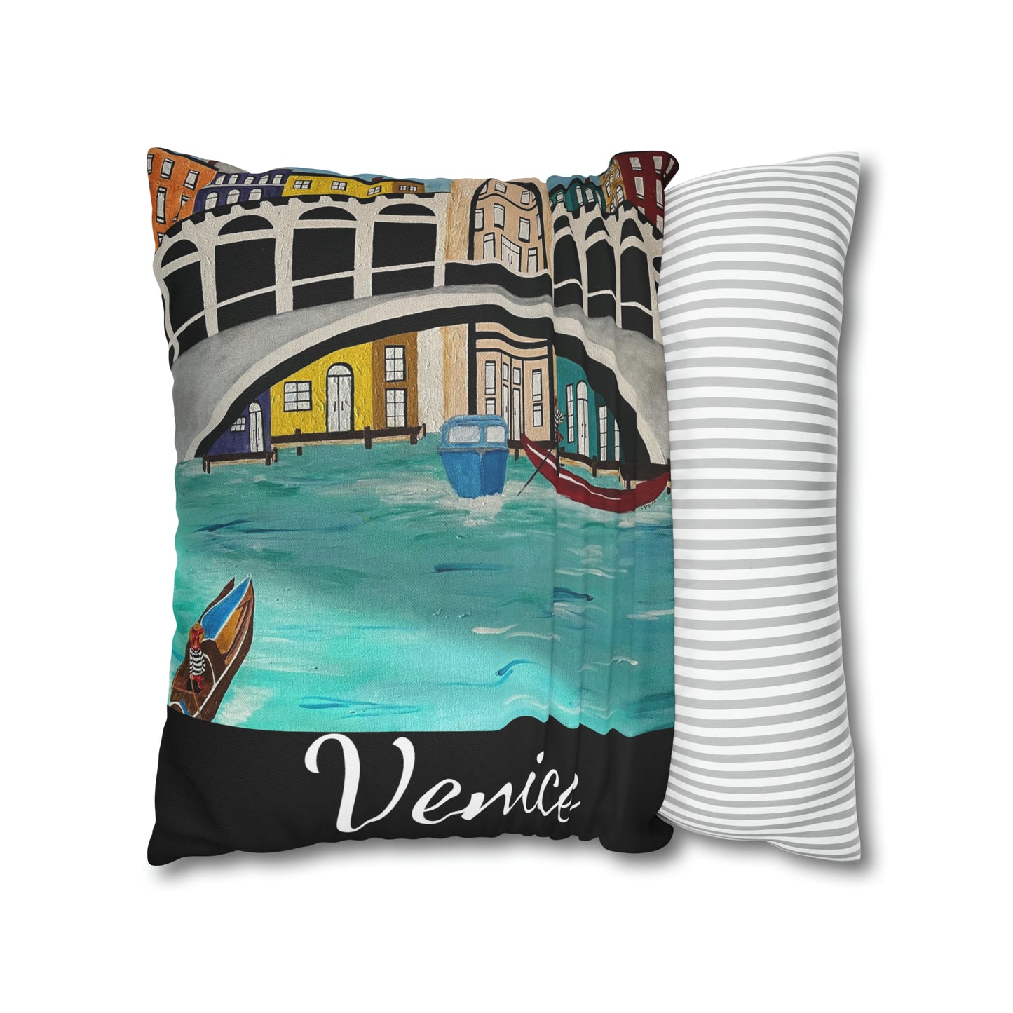Venice Italy Pillow Cover (Black)