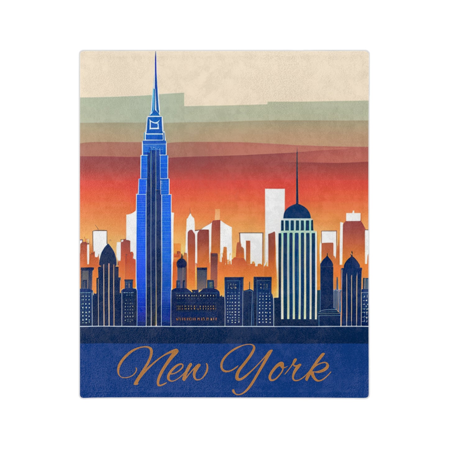 New York City Skyline Velveteen Minky Blanket
