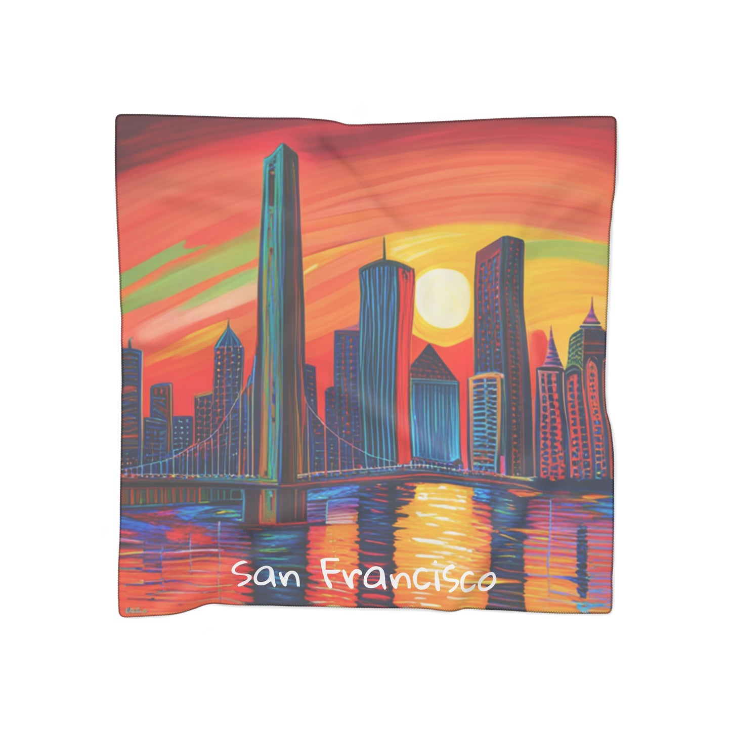 San Francisco Skyline Reflections Poly Scarf