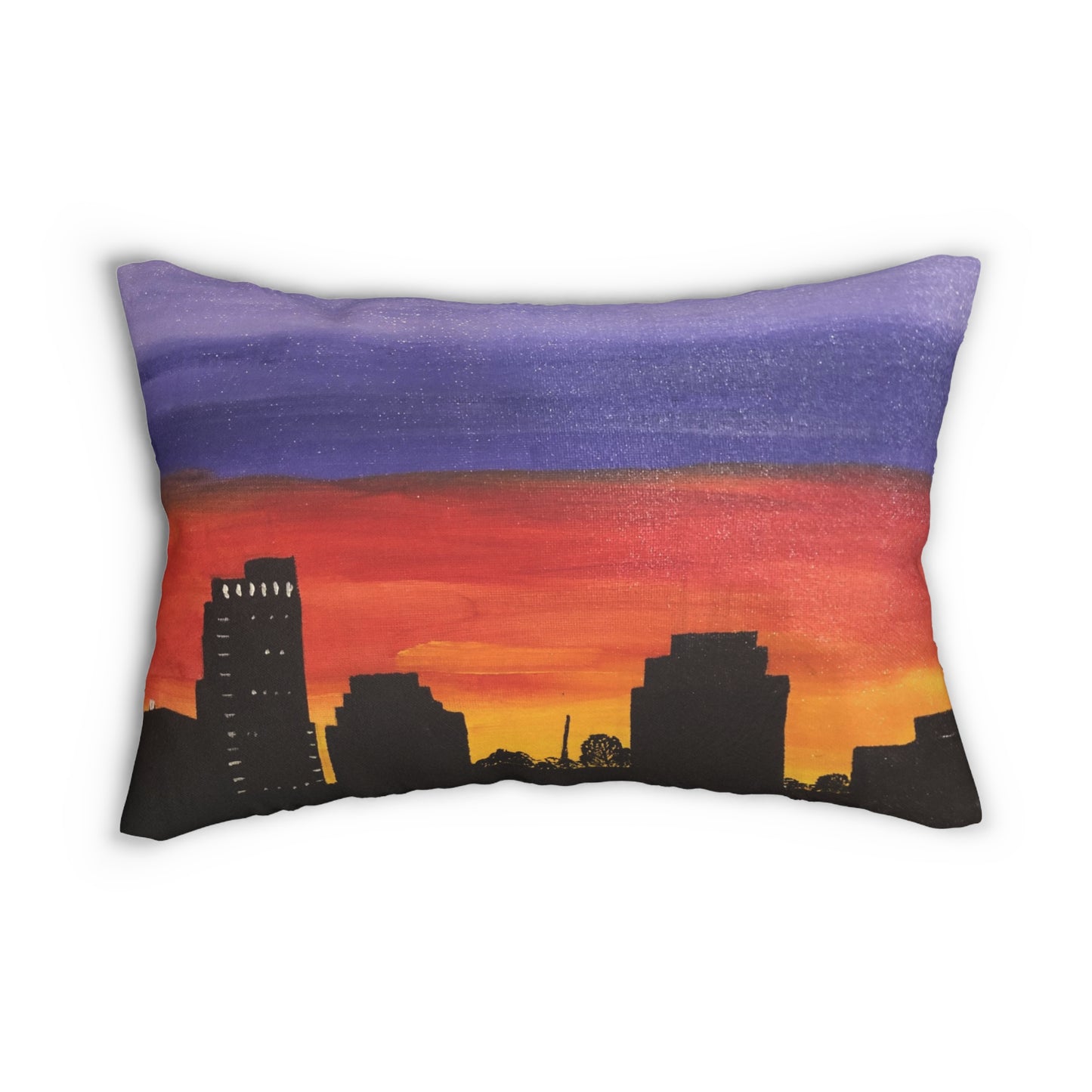 Sunset Over Houston Skyline Lumbar Pillow | Houston Texas