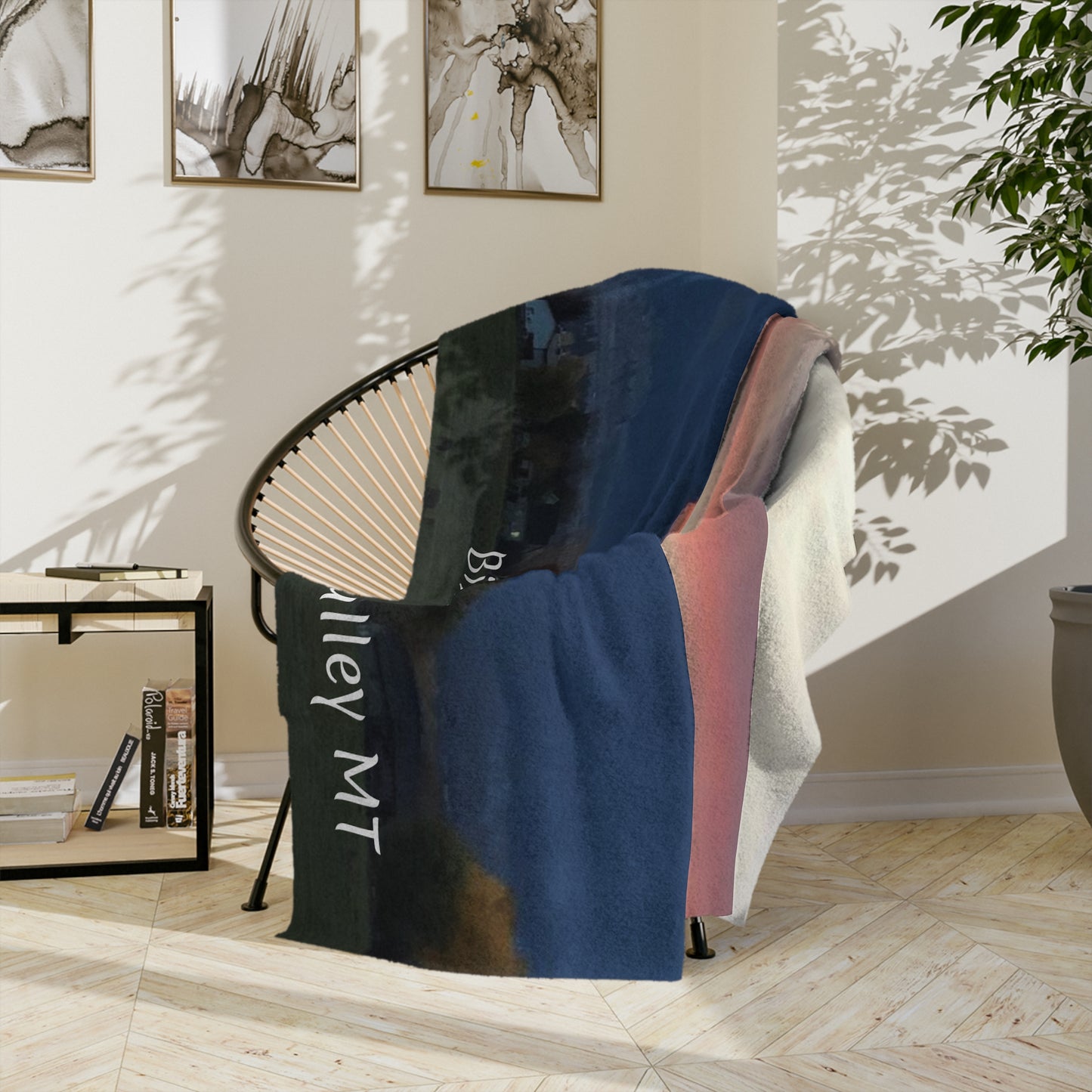 Sunset in Bitterroot Valley Montana Velveteen Minky Blanket