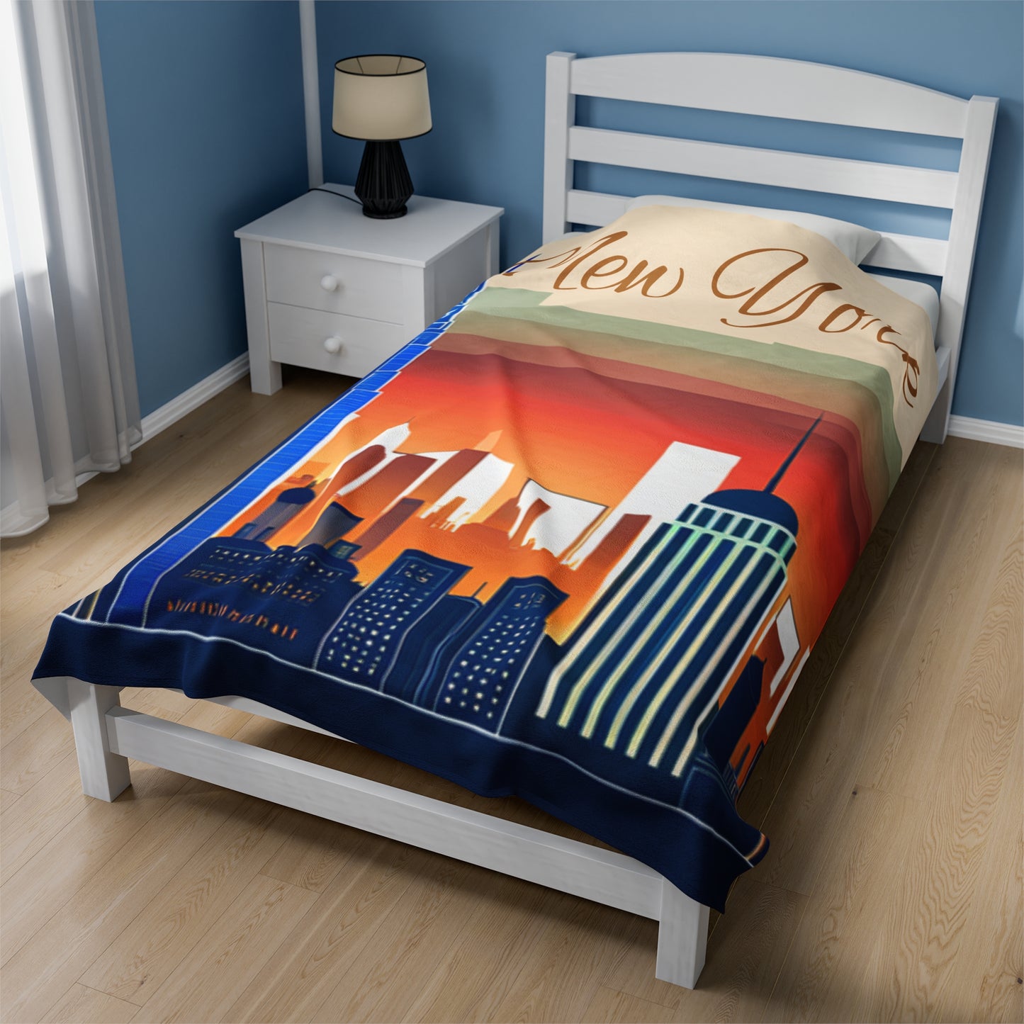 New York City Skyline Velveteen Plush Blanket